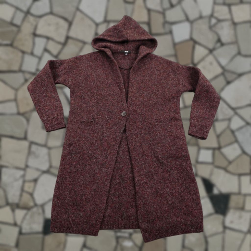Uniqlo Uniqlo Sweater Womens Small Long Burgundy Red Cardigan Hooded Wool One Button Size S / US 4 / IT 40 - 1 Thumbnail