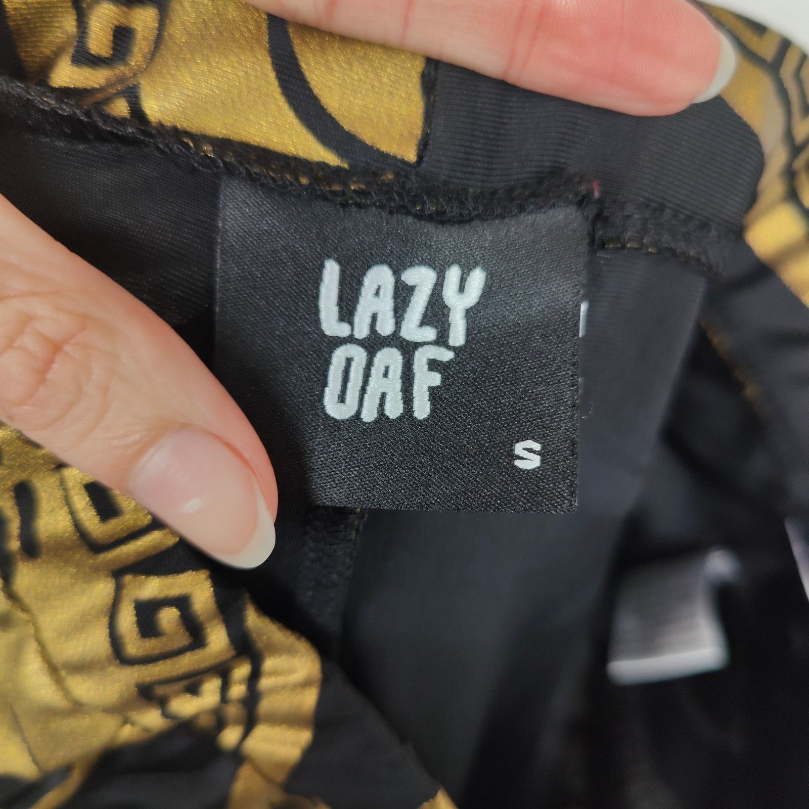 Lazy Oaf Lazy Oaf All Hail Leggings Womens Small Black Gold Size 27" / US 4 / IT 40 - 6 Thumbnail