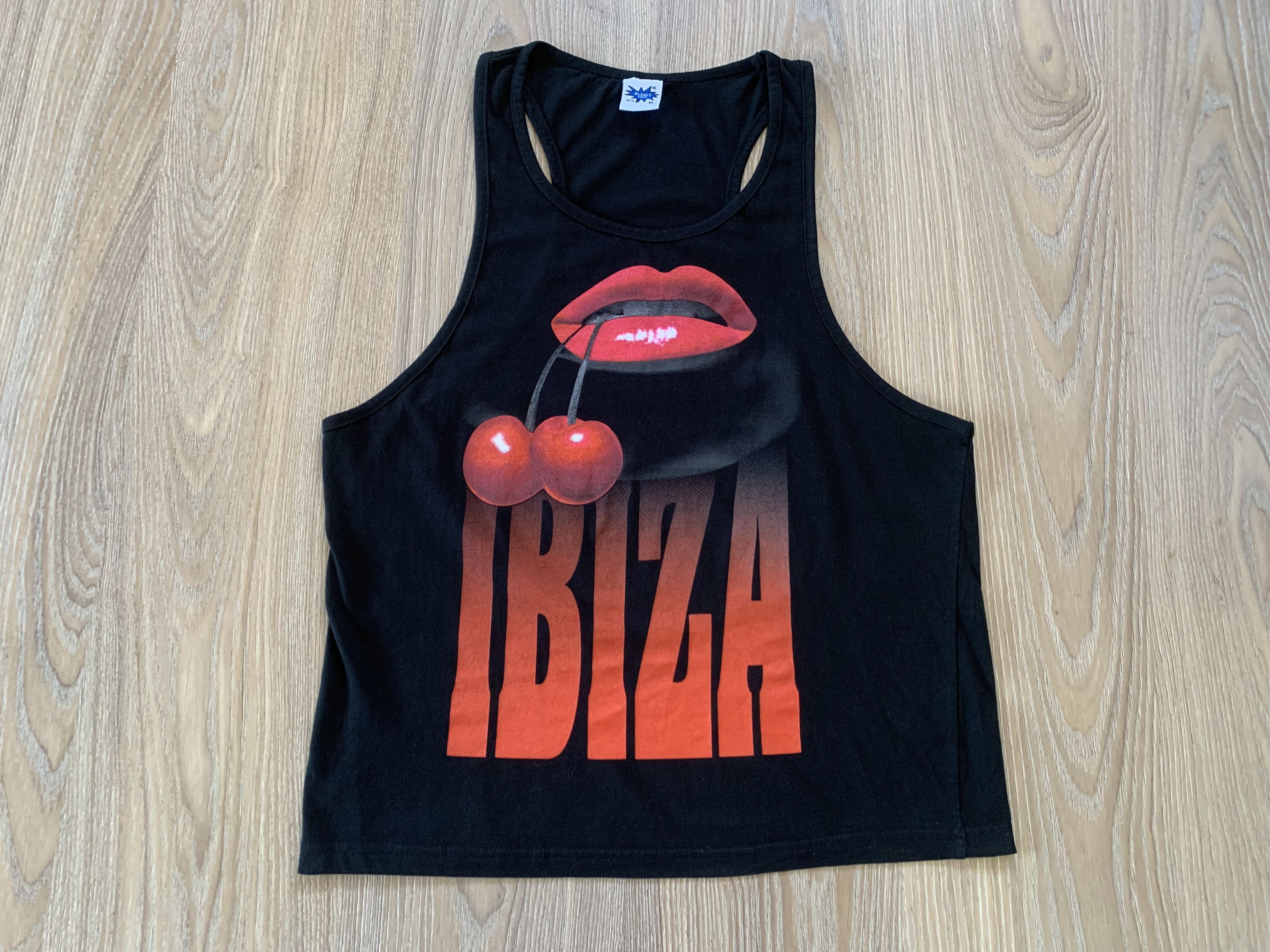 Other Rare Ibiza Planet 2000 Vintage Lips Cherry Print Tank Top Size M / US 6-8 / IT 42-44 - 2 Thumbnail