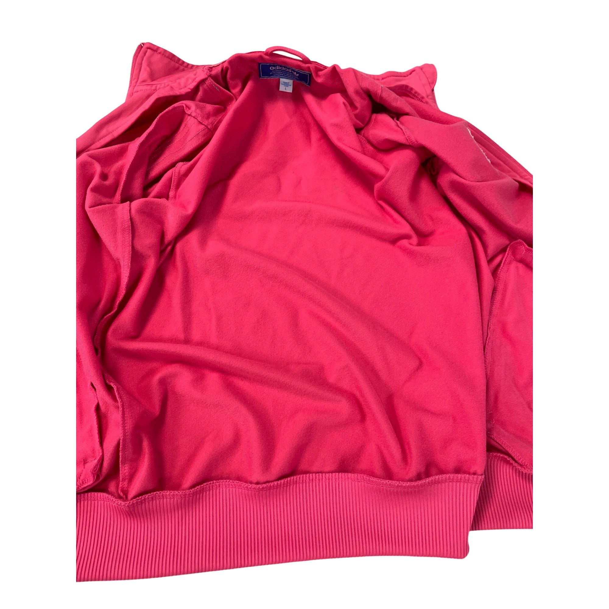 Adidas Adidas Womens Pink Track Jacket With Blue Stripes Size L SKU Size L / US 10 / IT 46 - 15 Thumbnail