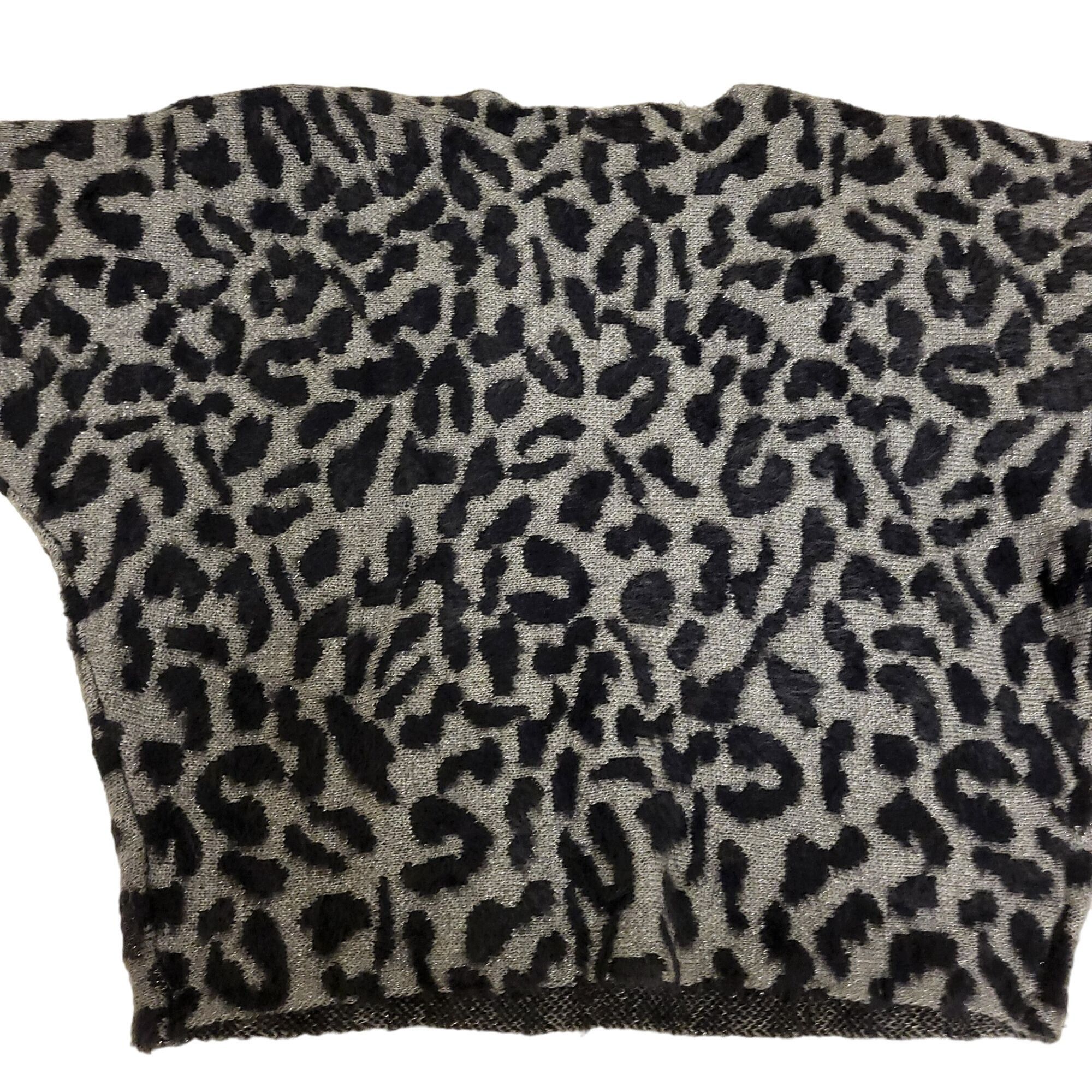 Jennifer Lopez Jennifer Lopez Sweater Womens Medium Gray Animal Leopard Pri Size XL / US 12-14 / IT 48-50 - 11 Thumbnail