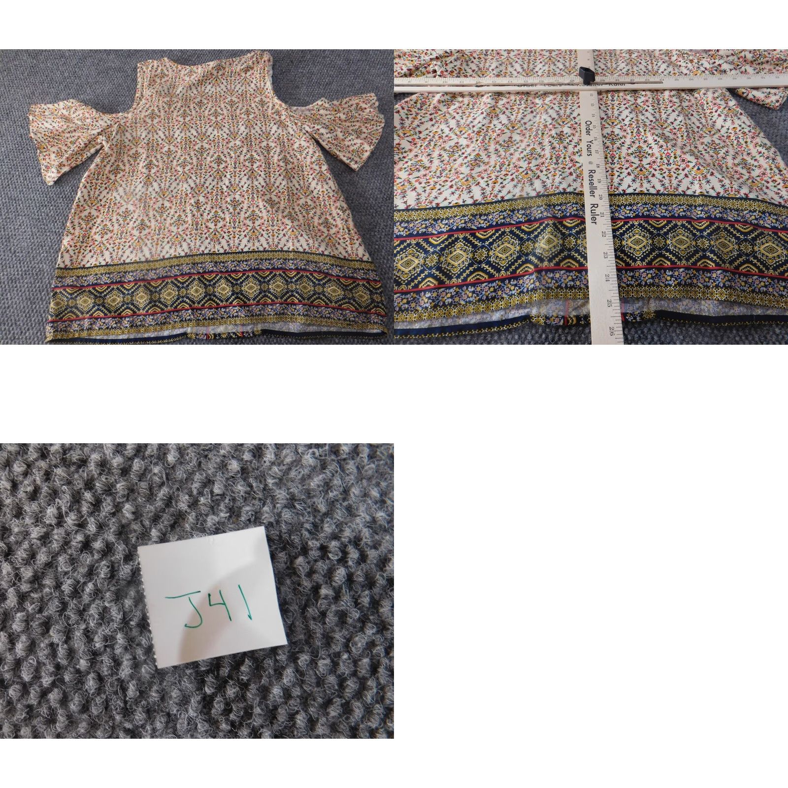 Vintage St. John's Bay Blouse Womens XL Beige Stripe Short Sleeve Off The Shoulder Knit Rayon Stretch Classic Casual Floral Pattern Beiges Women Regular Size XL / US 12-14 / IT 48-50 - 8 Thumbnail