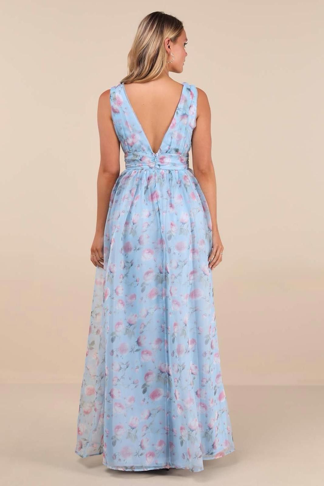 Lulus Lulus Garden Romance Blue Floral Print Organza Large NWT Size L / US 10 / IT 46 - 2 Thumbnail