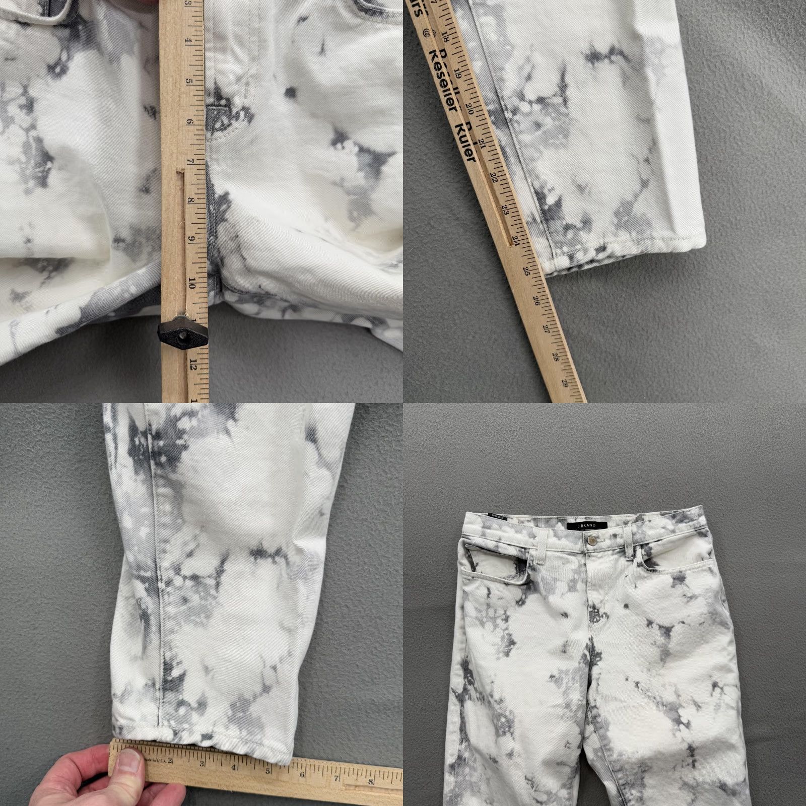 J Brand VINTAGE? No. J Brand Jeans Womens 27 Gray White Sonic Aubry High Rise Tie Dye Straight Cotton Jeans 27 White Tie Dye 100% Cotton Womens Jeans Size 27" / US 4 / IT 40 - 8 Thumbnail