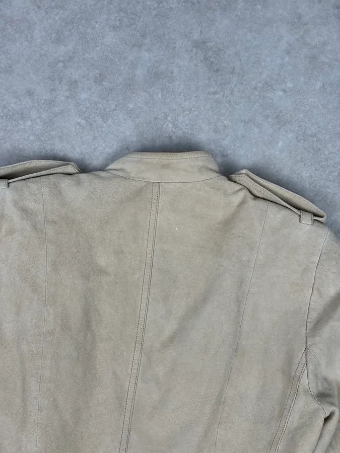 Dior AW2005 Christian Dior Beige Asymmetrical Officer Leather Jacket Size S / US 4 / IT 40 - 6 Thumbnail