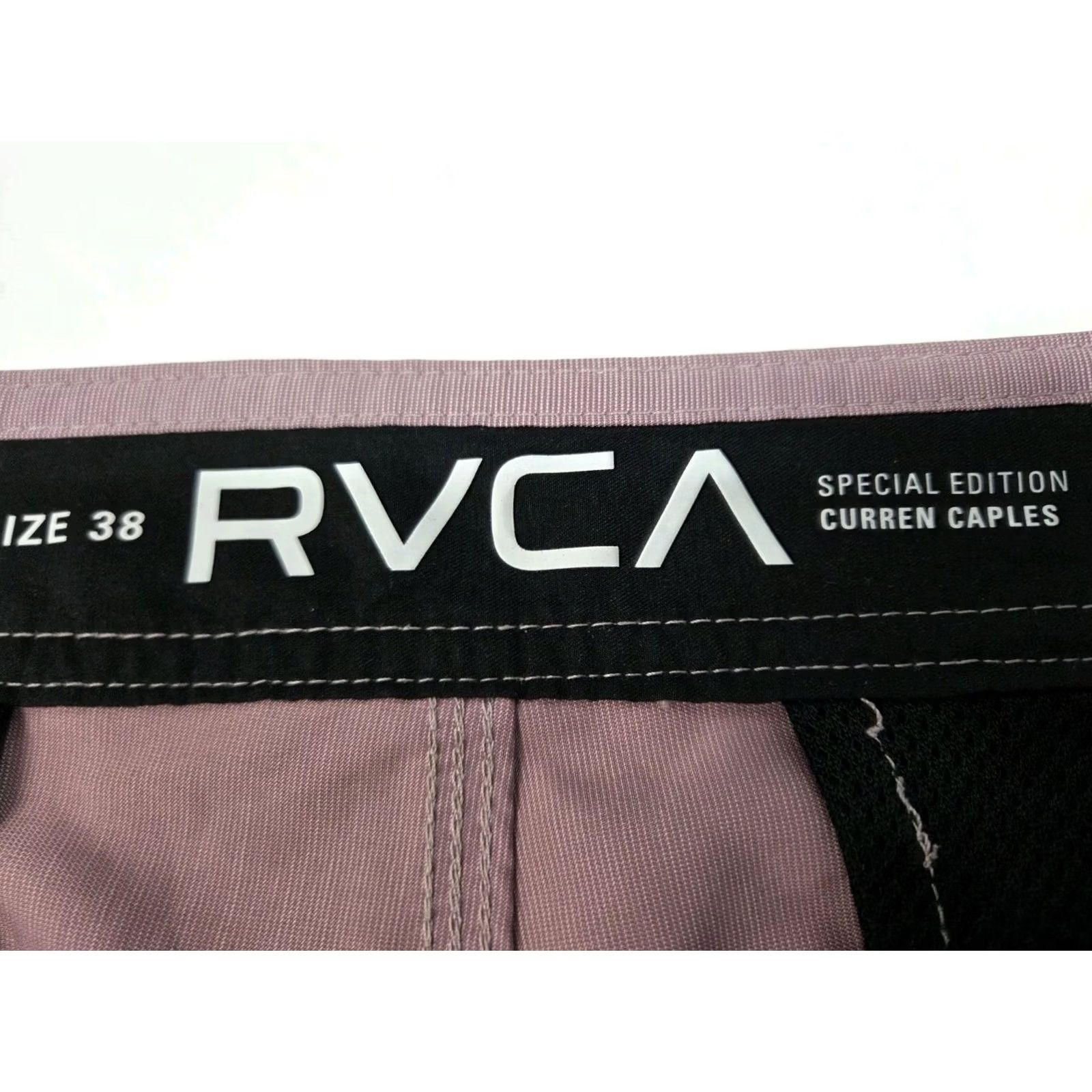 RVCA RVCA Mens Board Shorts 38 Striped Drawstring Back Pocket Zip Lavender/Grey Beach Athleisure Mens Bottom Size US 38 / EU 54 - 4 Thumbnail