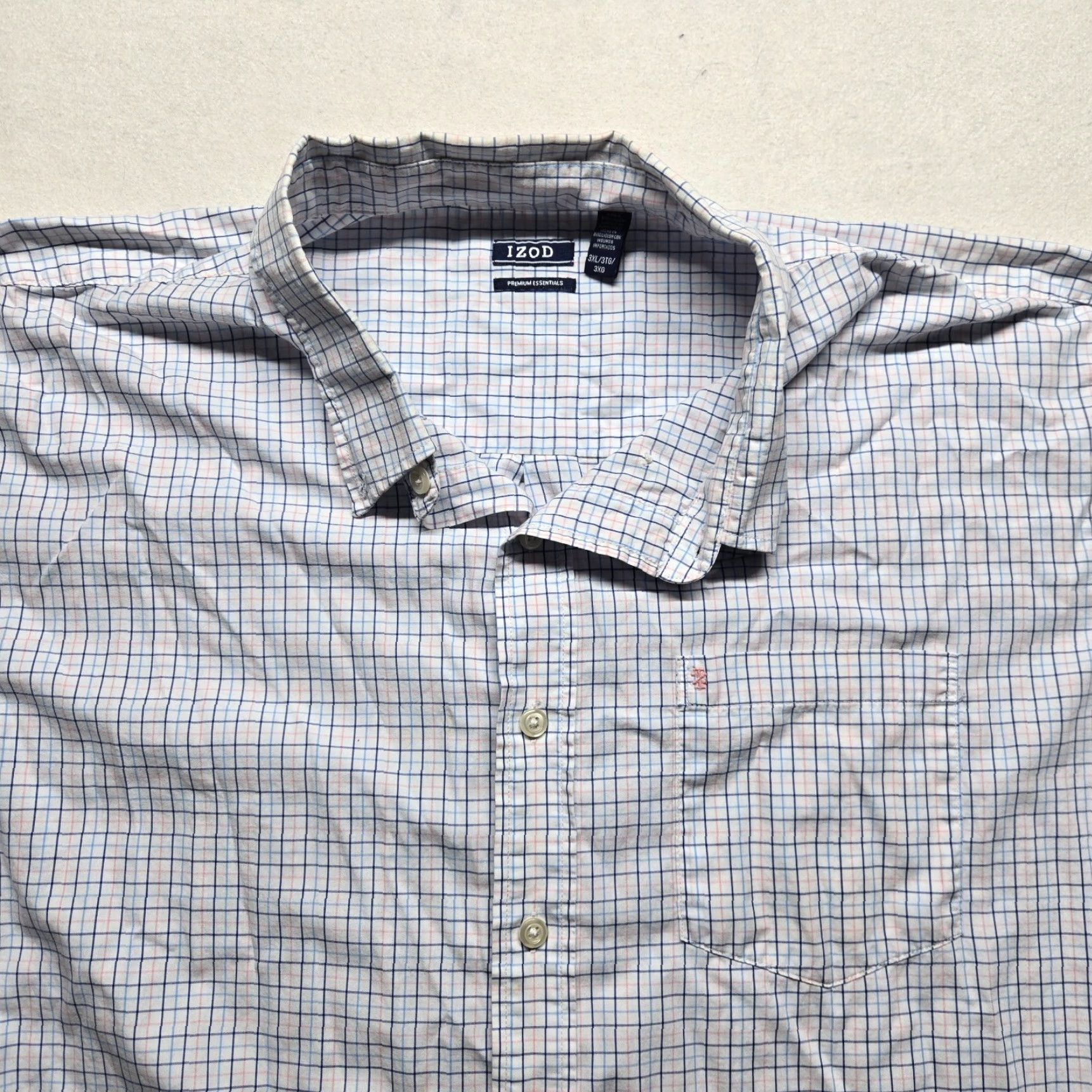 Izod IZOD Shirt Button-Up White Checkered Long Sleeve Adult 3XL Regular Men’s, Cotton, Preppy Classic, Everyday Wear Size US XXL / EU 58 / 5 - 2 Thumbnail