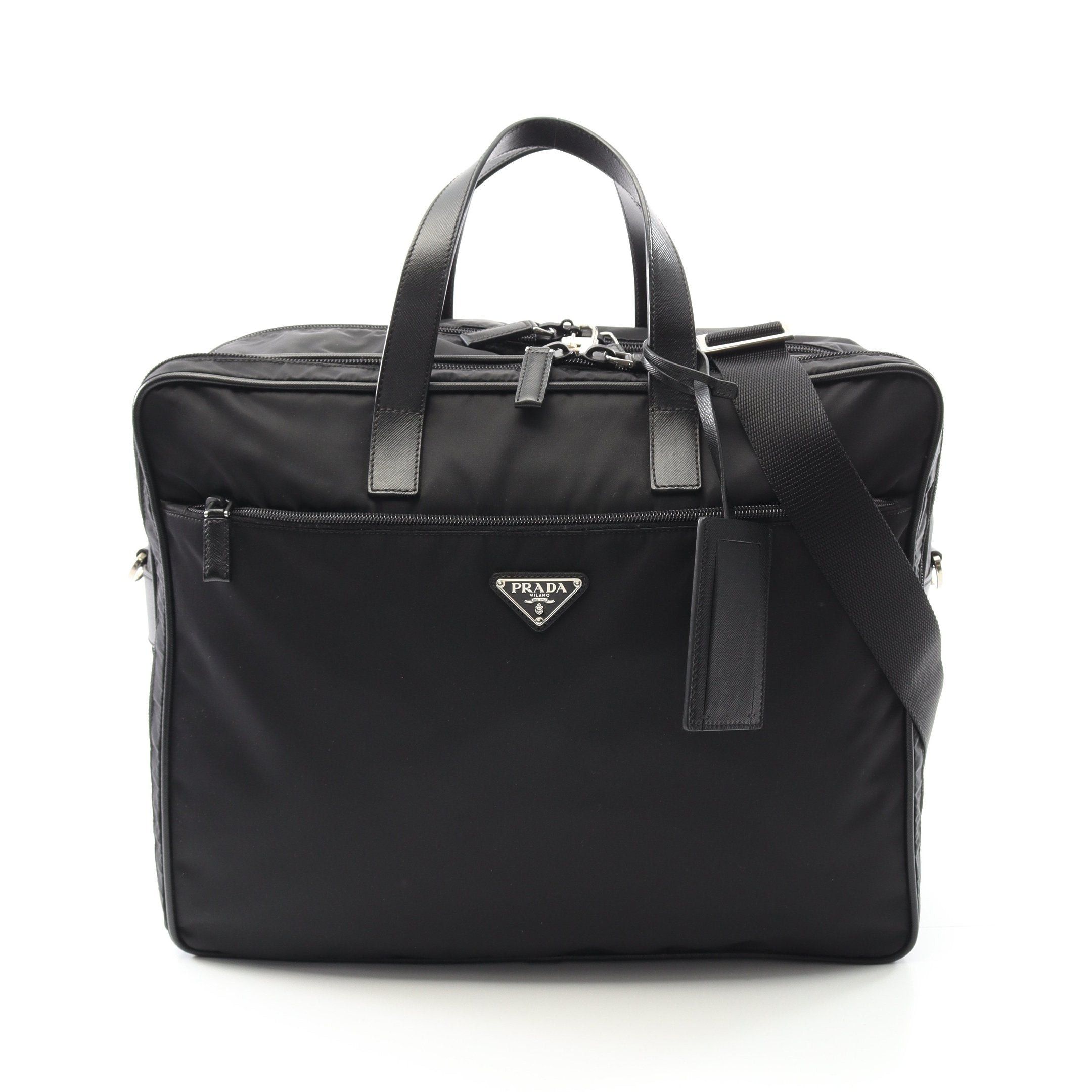 Prada Prada Business Bag Nylon Saffiano Leather Black Size ONE SIZE - 1 Thumbnail