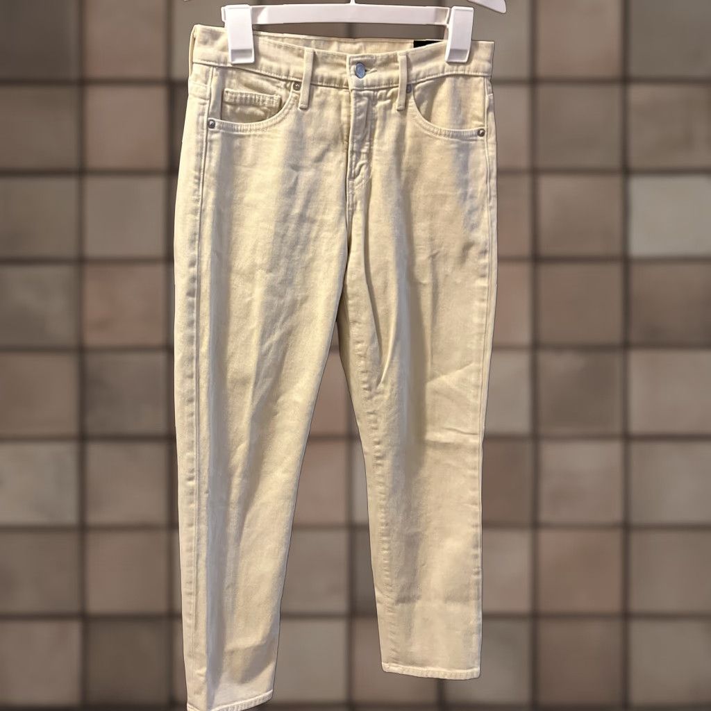 Vince Vince Womens Skinny Crop Jeans Size 26 Cotton Ivory Zipperless 2010s Women's Size 26" / US 2 / IT 38 - 1 Thumbnail