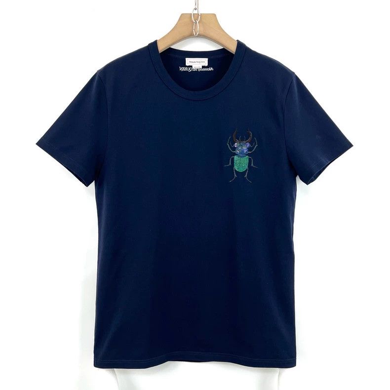 Alexander McQueen Alexander Mcqueen Dark blue insect embroidered letter logo Size L / US 10 / IT 46 - 1 Thumbnail
