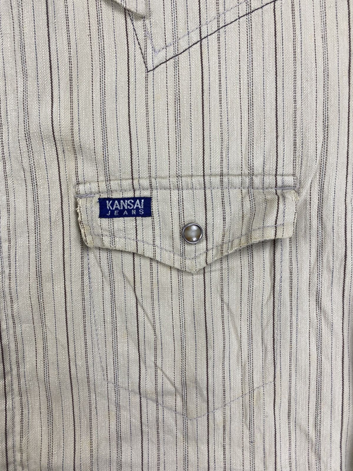 Japanese Brand × Kansai Yamamoto × Vintage Vintage Kansai Jeans Western Style Striped Zipper Jacket Size US M / EU 48-50 / 2 - 7 Thumbnail