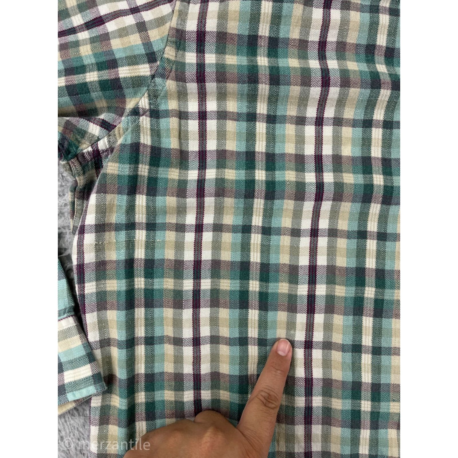 Vintage Windsor Shirt Mens Large Green White Plaid 100% Cotton Flannel Button Up Size US L / EU 52-54 / 3 - 3 Thumbnail