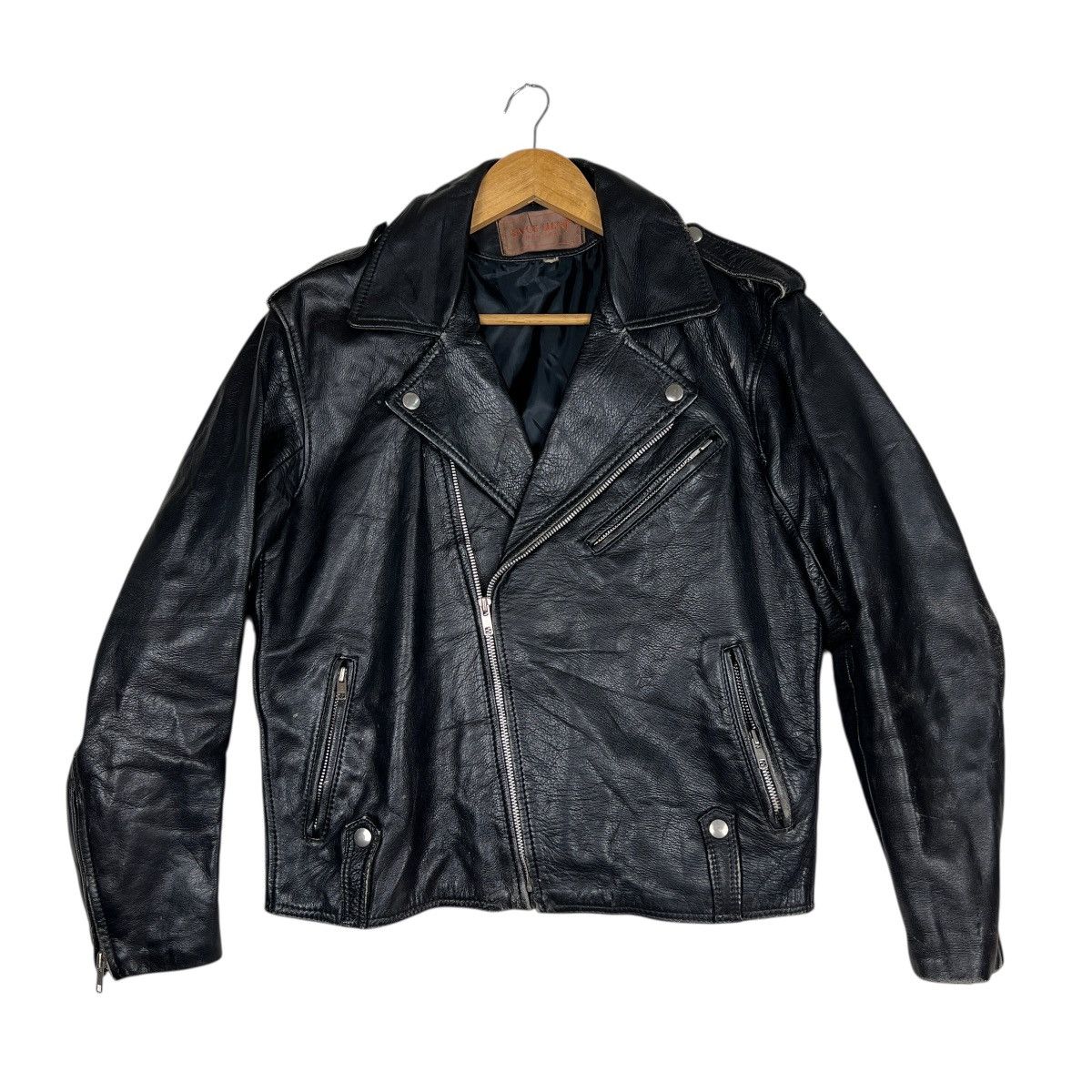 Genuine Leather Vintage excellent Double Colar Moto Leather jacket Size US M / EU 48-50 / 2 - 4 Thumbnail