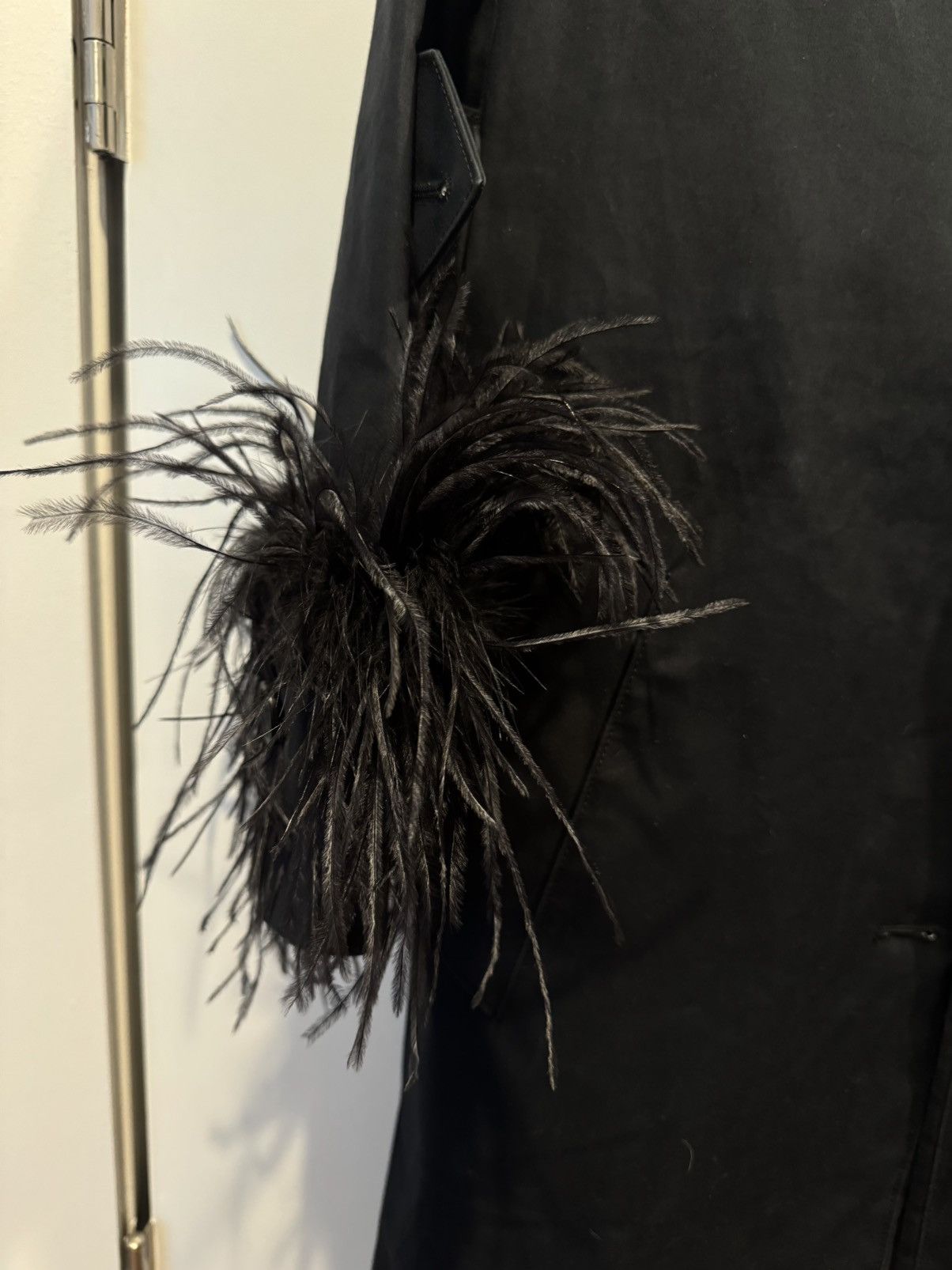 Prada Prada 2017 Feather-Accented Trench Coat Black Size S / US 4 / IT 40 - 5 Thumbnail