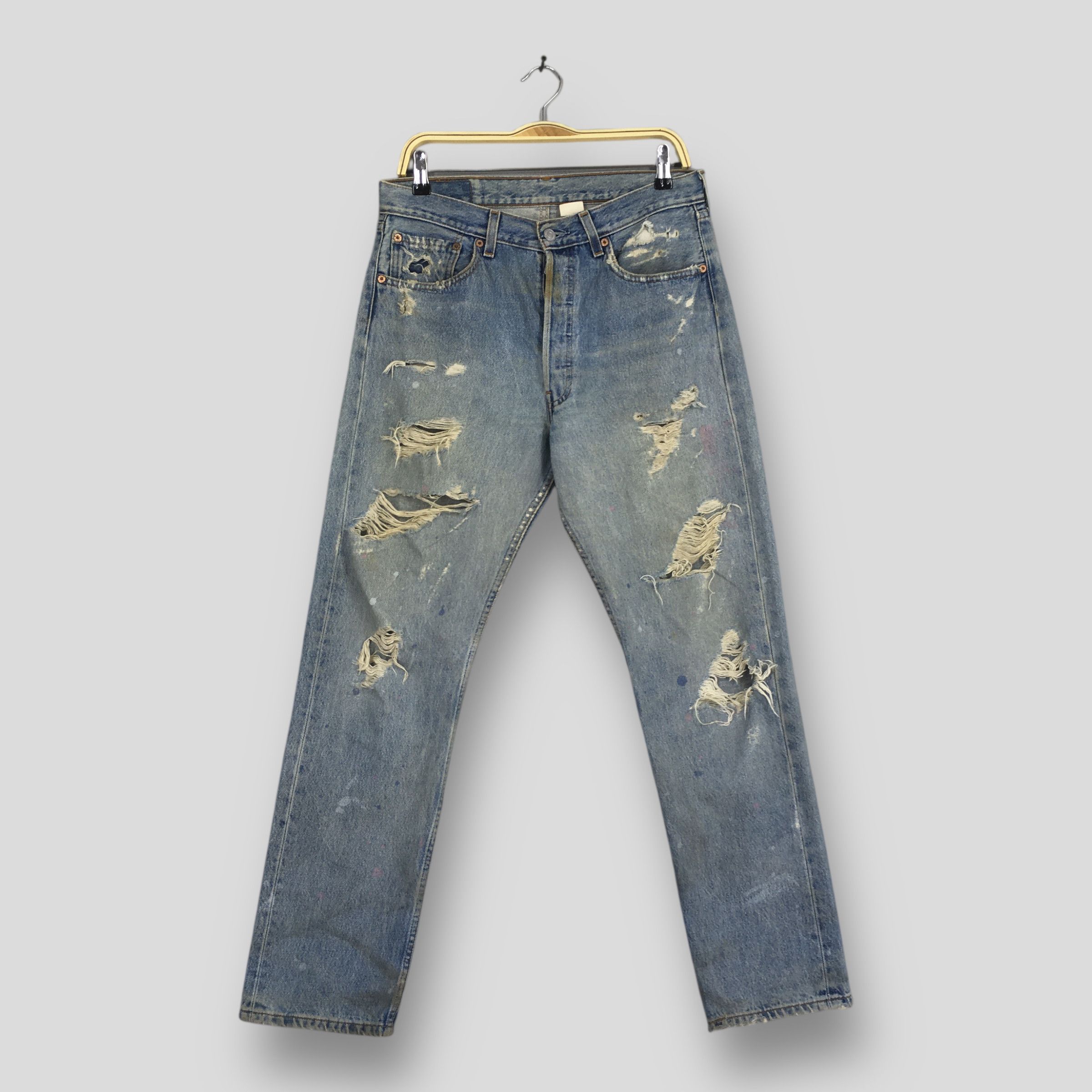 Levi's Size 31x28.5 Vintage 90s Levi's 501 Distressed Jeans S1867 Size US 31 - 1 Thumbnail