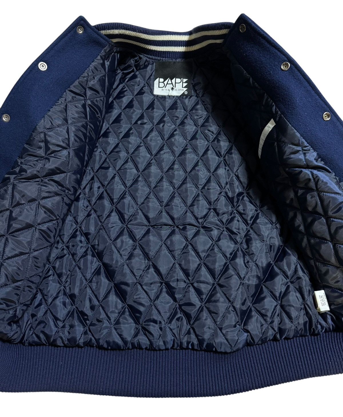 Bape BAPE Varsity Jacket Navy/White Size US M / EU 48-50 / 2 - 2 Thumbnail