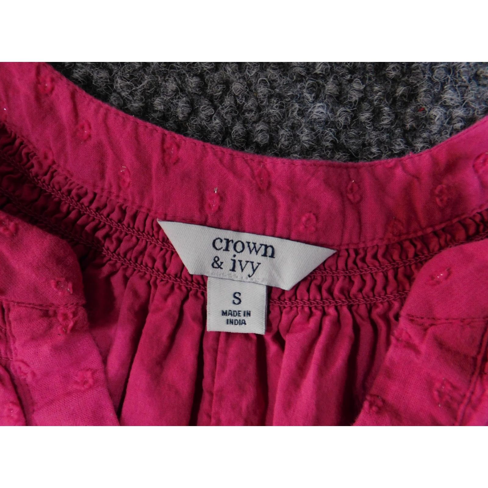 Vintage Crown & Ivy Blouse Womens Small Pink Swiss Dot Lined Short Sleeve Puff Sleeve V-Neck Embroidered Bodice Boho Peasant Size S / US 4 / IT 40 - 5 Thumbnail