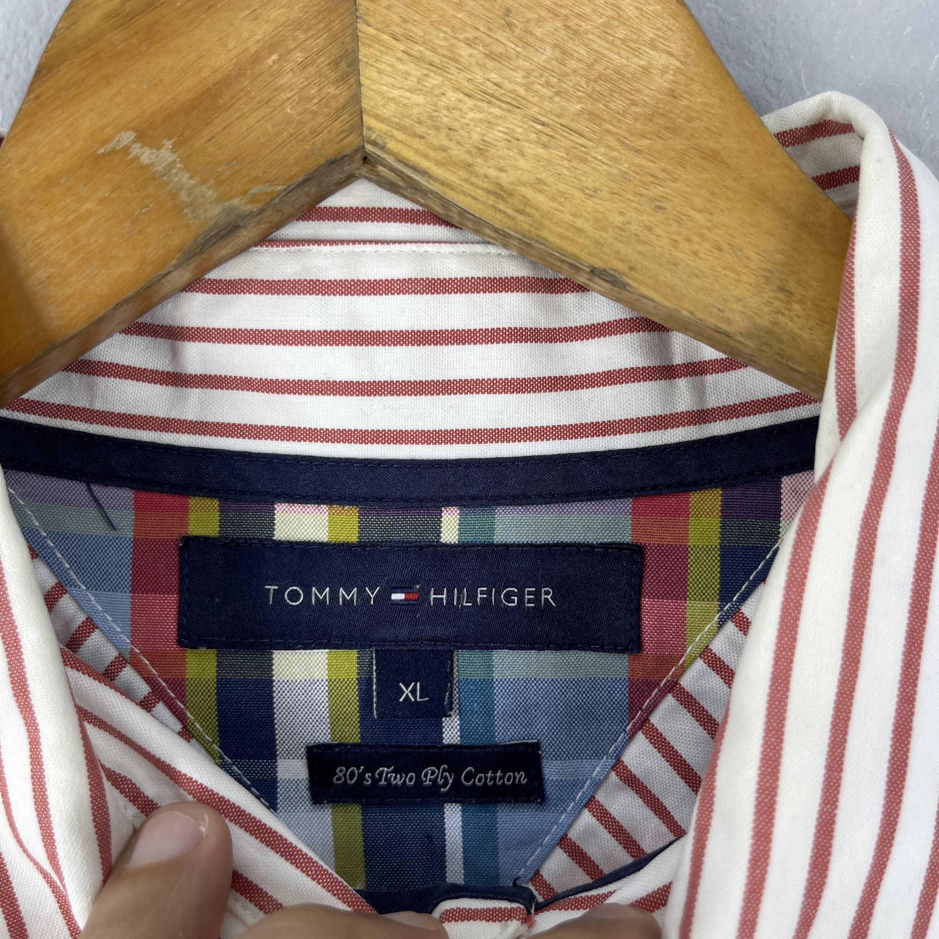 Tommy Hilfiger Vintage TOMMY HILFIGER Vertical Red/White Stripes Flannel Size US M / EU 48-50 / 2 - 5 Thumbnail
