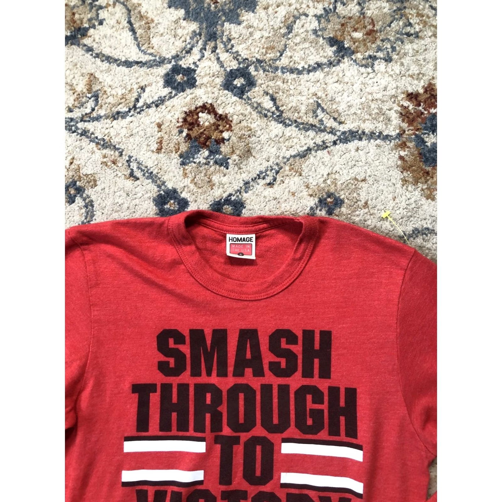 Vintage VINTAGE? (No) Homage Shirt Mens Small Red Smash Through To Victory Long Sleeve Made USA Size US S / EU 44-46 / 1 - 2 Thumbnail