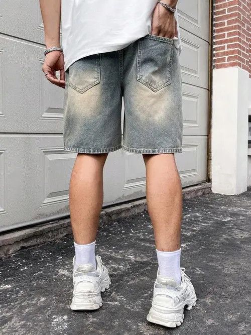 Jorts Vintage Washed Distressed Denim