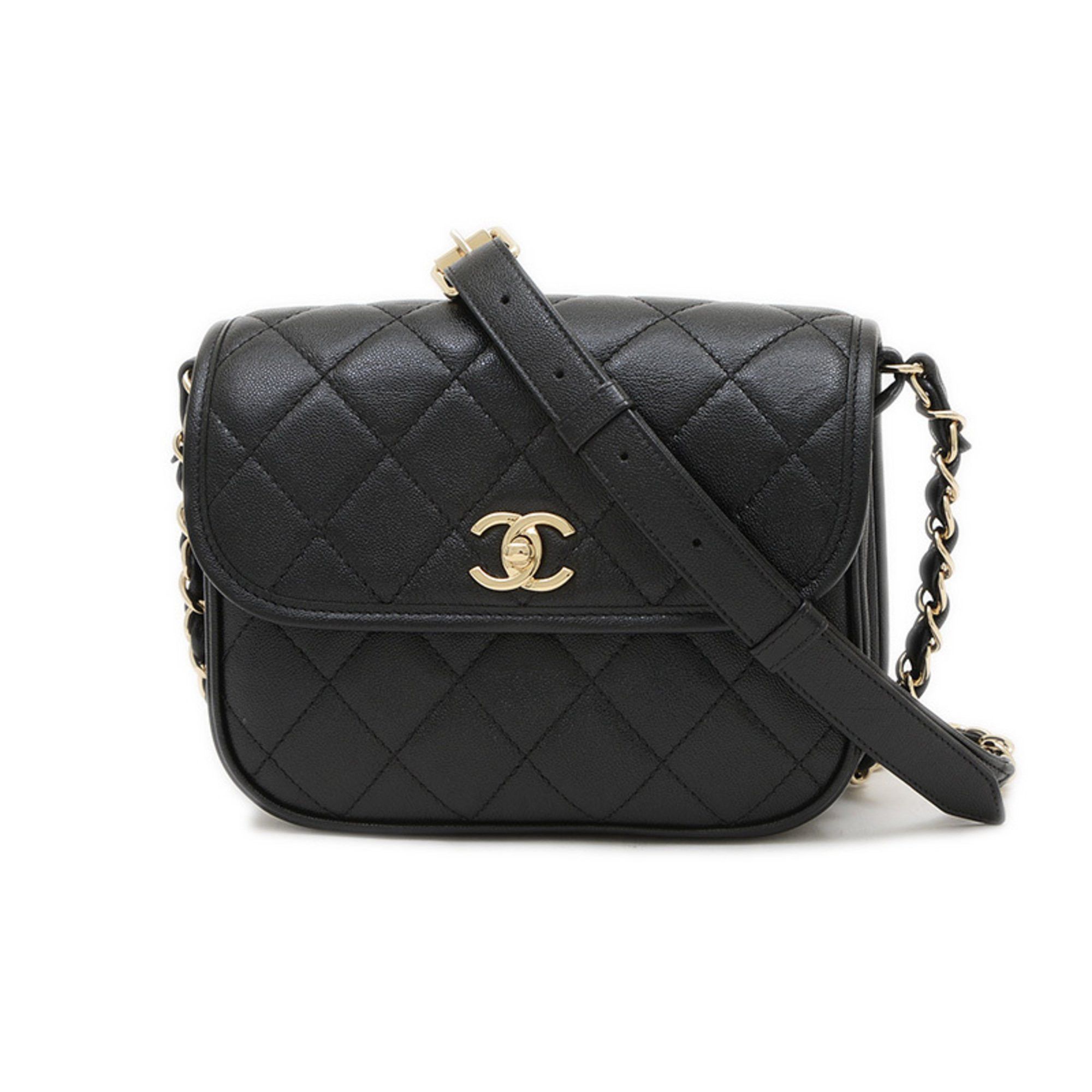 Chanel Matelasse Small Messenger Bag in Black Caviar Leather AS2447