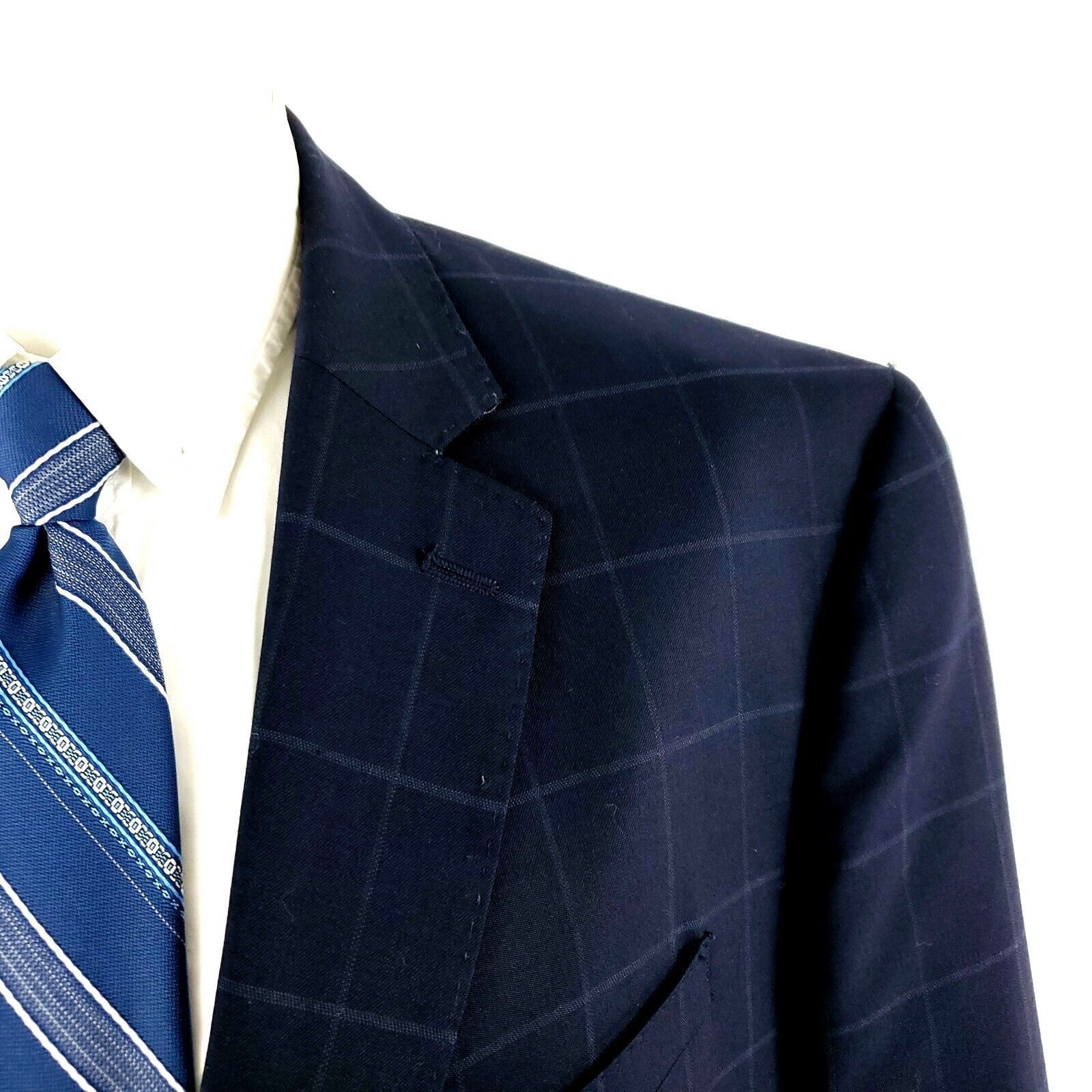 Other James Tattersall Wool Polyester 2 Button Suit Jacket 42R Blu Size 42R - 2 Thumbnail
