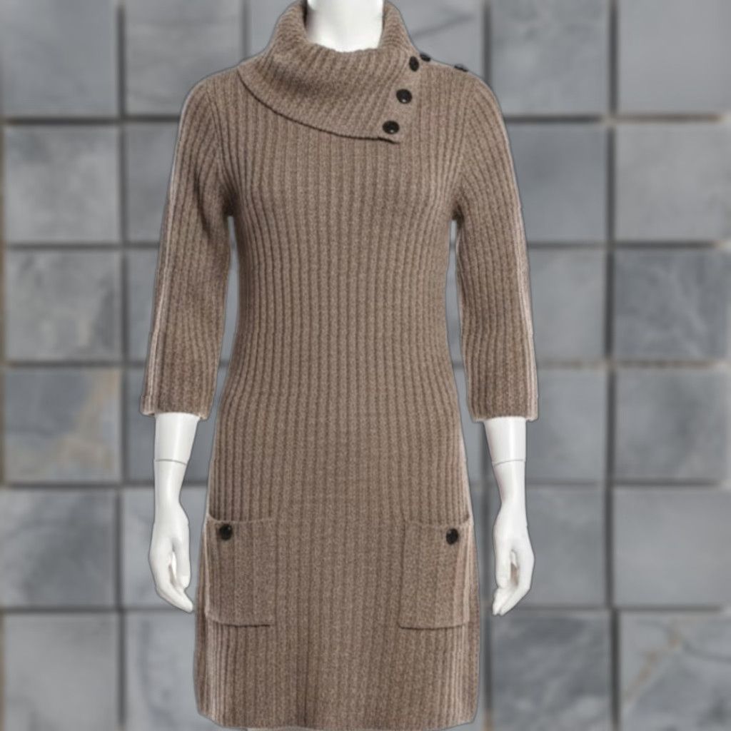 Vintage Style&co. Sweater Dress Womens S Brown Cowl Neck Button Pockets Knit Casual Size S / US 4 / IT 40 - 1 Thumbnail