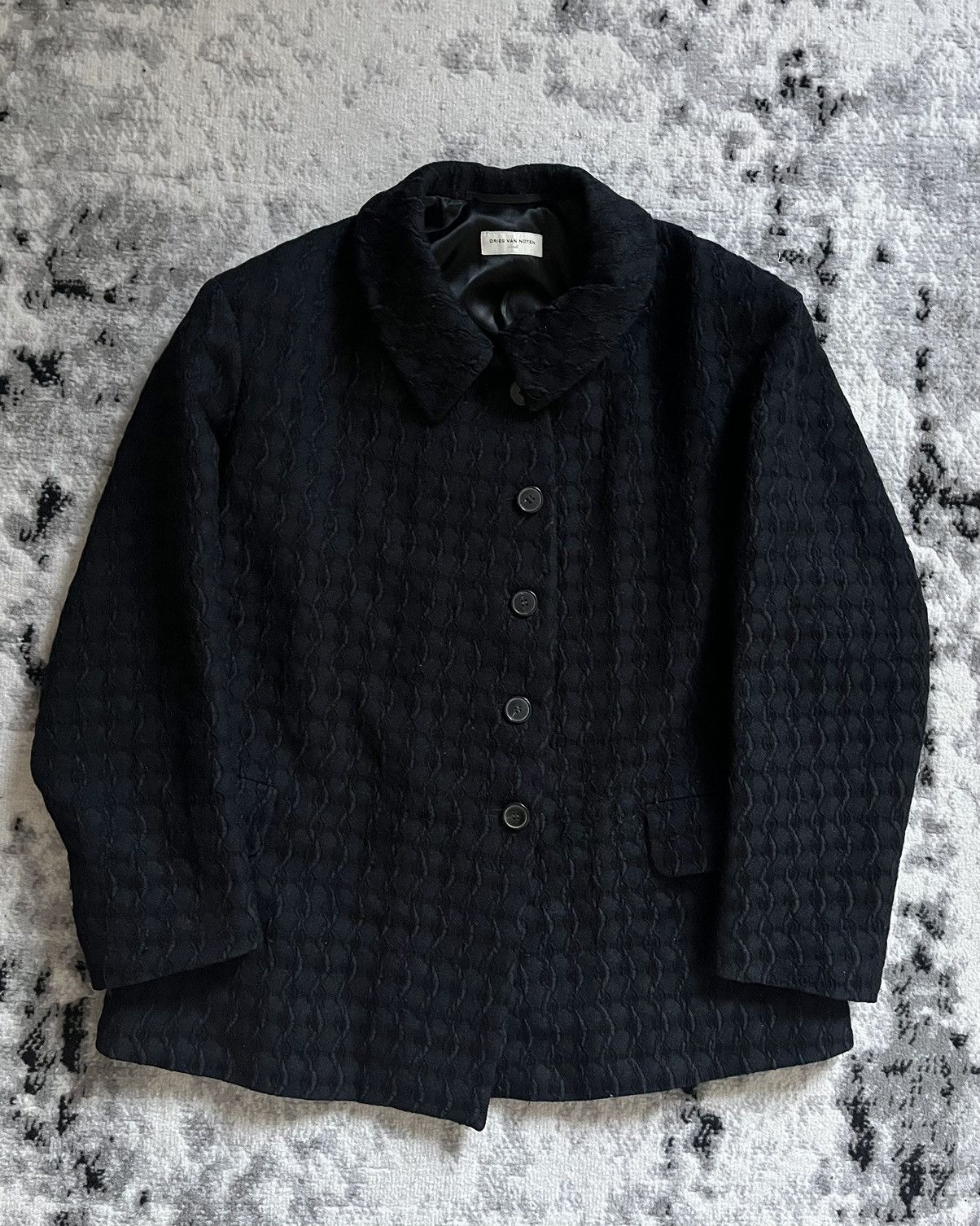 image of Archival Clothing x Dries Van Noten Aw2015 Dries Van Noten Wool Black Jacket, Women's (Size Large)