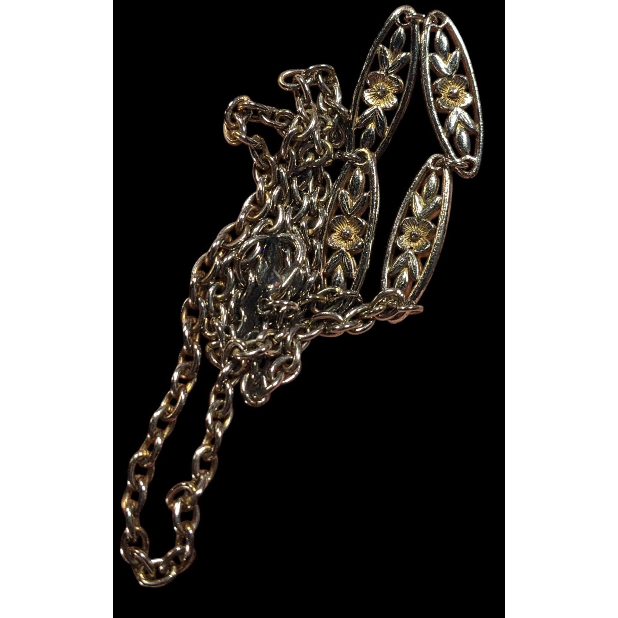 Other Vintage Floral Silver And Gold Tone Necklace Size ONE SIZE - 4 Thumbnail