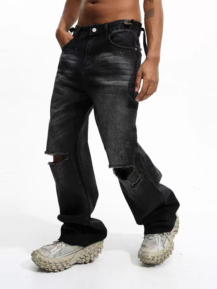 Designer × Vintage ripped grunge flared damaged jeans Size US 30 / EU 46 - 3 Thumbnail