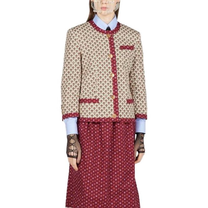 Gucci o1loc1c0226 740455 Flower Print Cotton Jacket in Multicolor Size M / US 6-8 / IT 42-44 - 3 Thumbnail