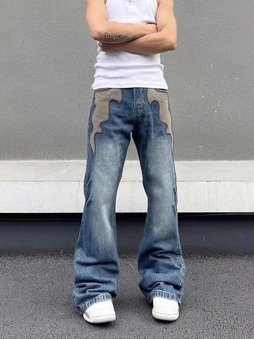 VIBE Vintage flame embroidered washed micro-flared jeans Size US 30 / EU 46 - 1 Thumbnail