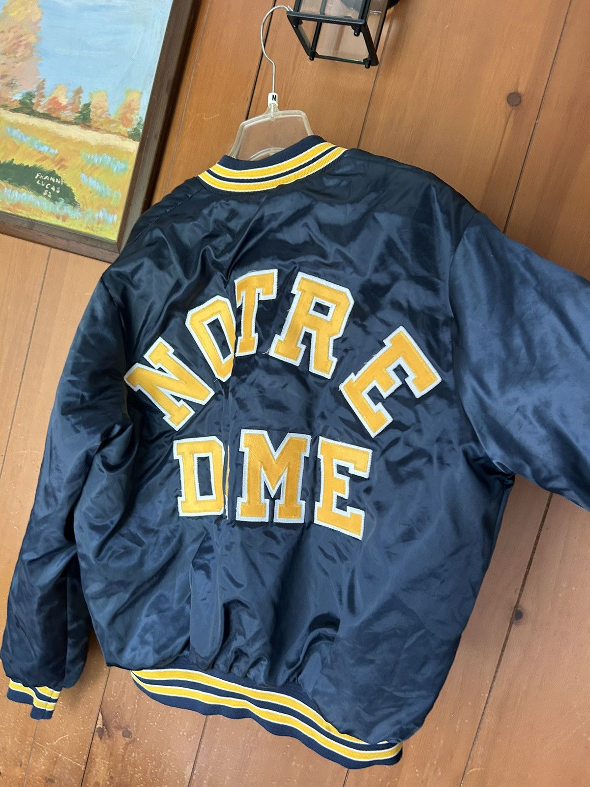 Other Vintage Notre Dame Locker Spell Out Satin Bomber Jacket - XL Size US XL / EU 56 / 4 - 13 Thumbnail
