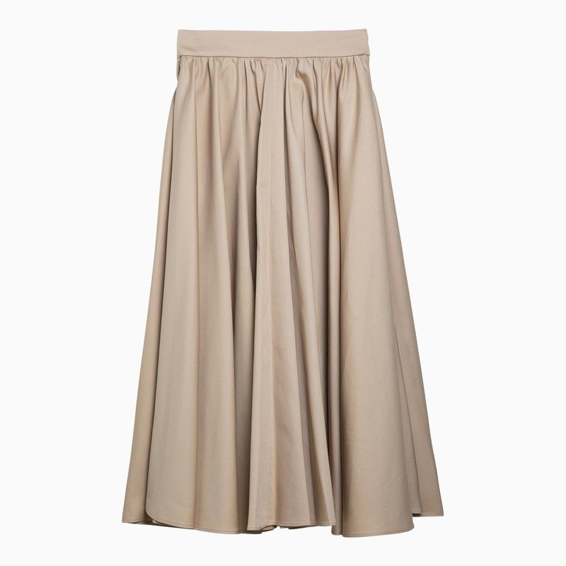 image of Patou Beige Cotton Flounced Midi Skirt, Women's (Size 26)
