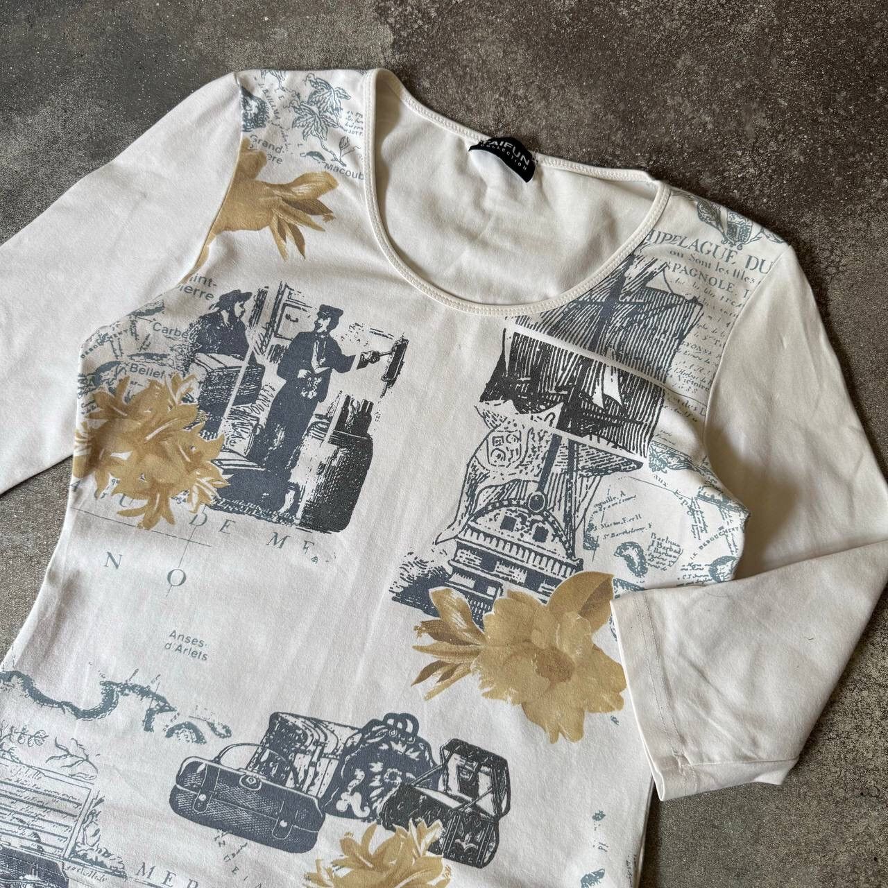 Hysteric Glamour × If Six Was Nine × Japanese Brand Amazing Printed 3/4 Sleeve Top (Jean Paul Gaultier style) Size M / US 6-8 / IT 42-44 - 3 Thumbnail