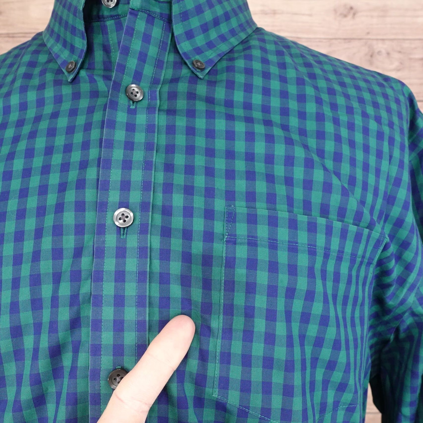 Charles Tyrwhitt CHARLES TYRWHITT NON IRON SLIM FIT GREEN BLUE CHECK BUTTON DOWN SHIRT 2XL Size US XXL / EU 58 / 5 - 3 Thumbnail