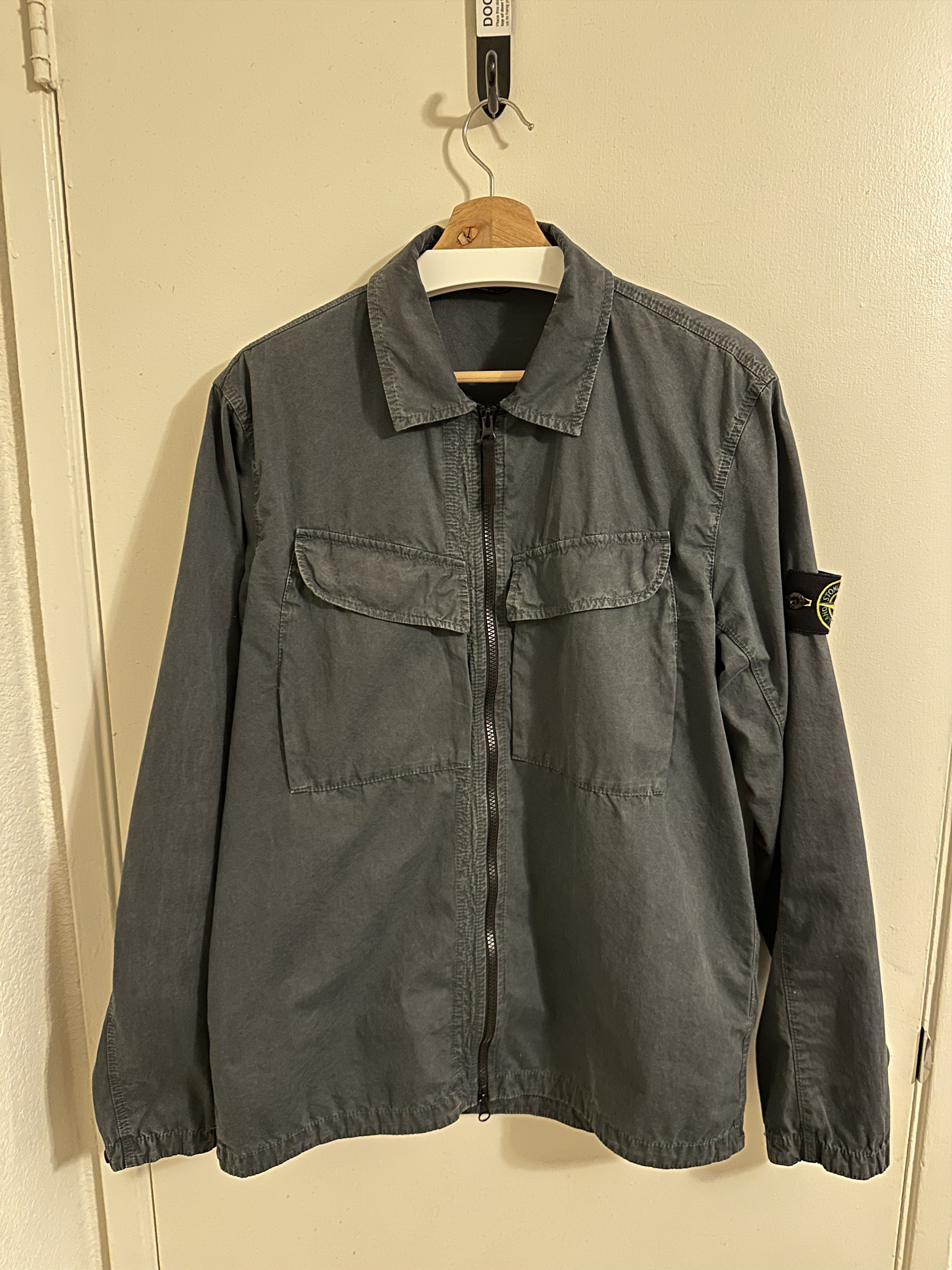 Stone Island STONE ISLAND Brushed Cotton Canvas Zip Overshirt _Dark Olive Size US L / EU 52-54 / 3 - 1 Thumbnail