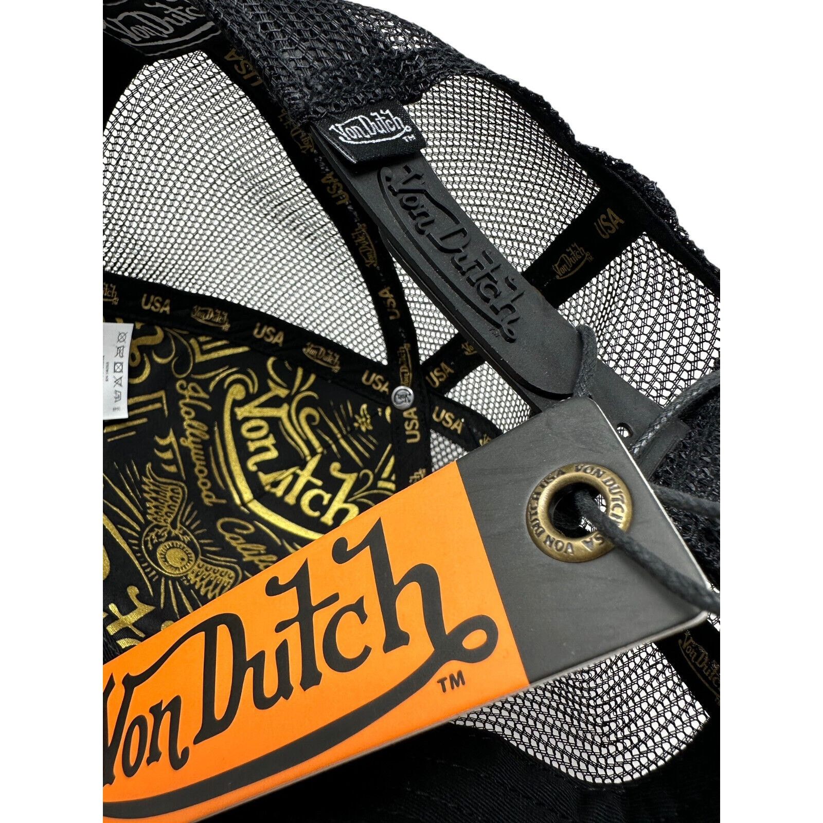 Von Dutch Von Dutch Trucker Hat Racing Inspired Black & Gold Cap Size ONE SIZE - 5 Thumbnail
