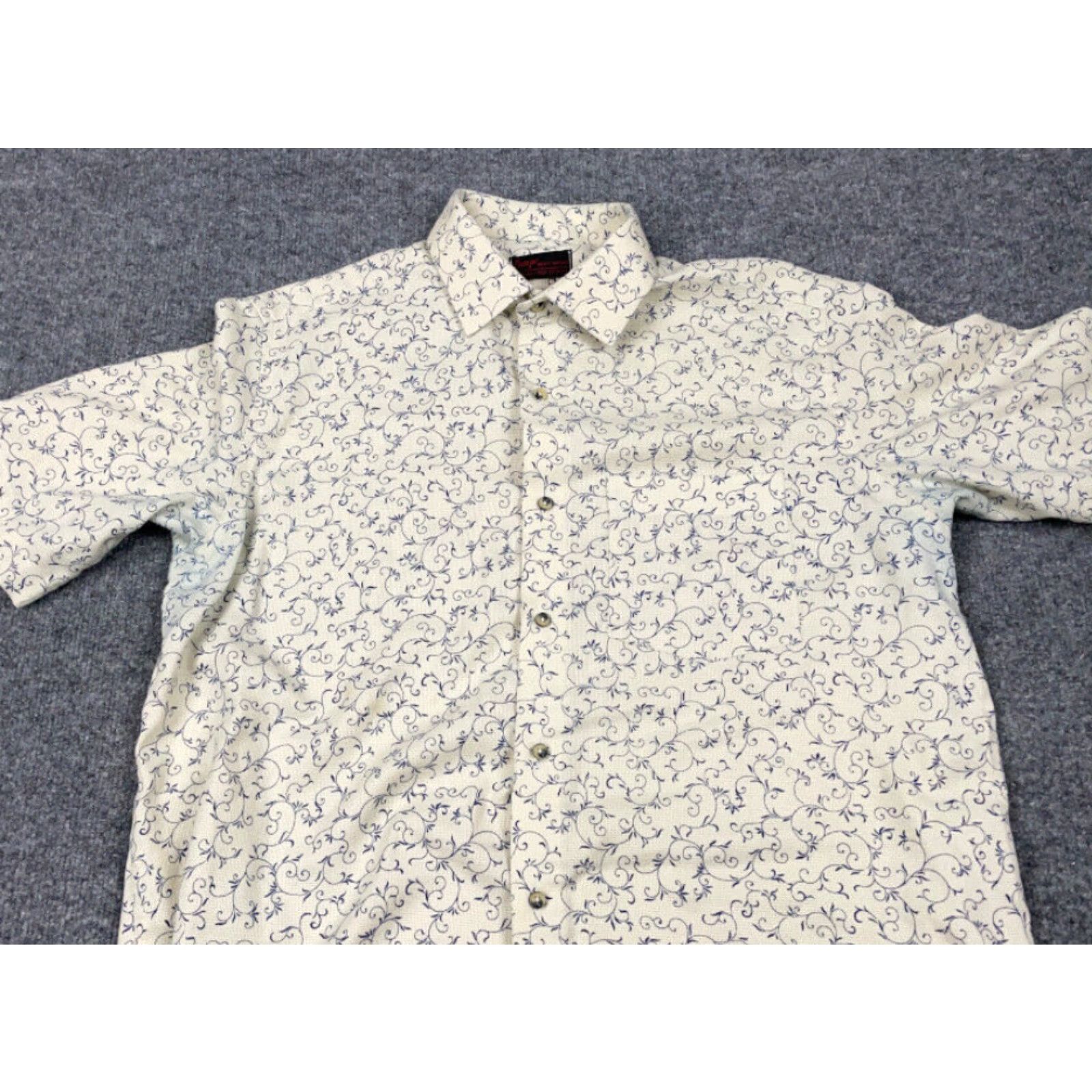Etro VINTAGE Shirt Adult Large Ivory Paisley Button-Front Short Sleeve Cotton Retro 90s Hipster Festival Casual Mens Size US L / EU 52-54 / 3 - 5 Thumbnail
