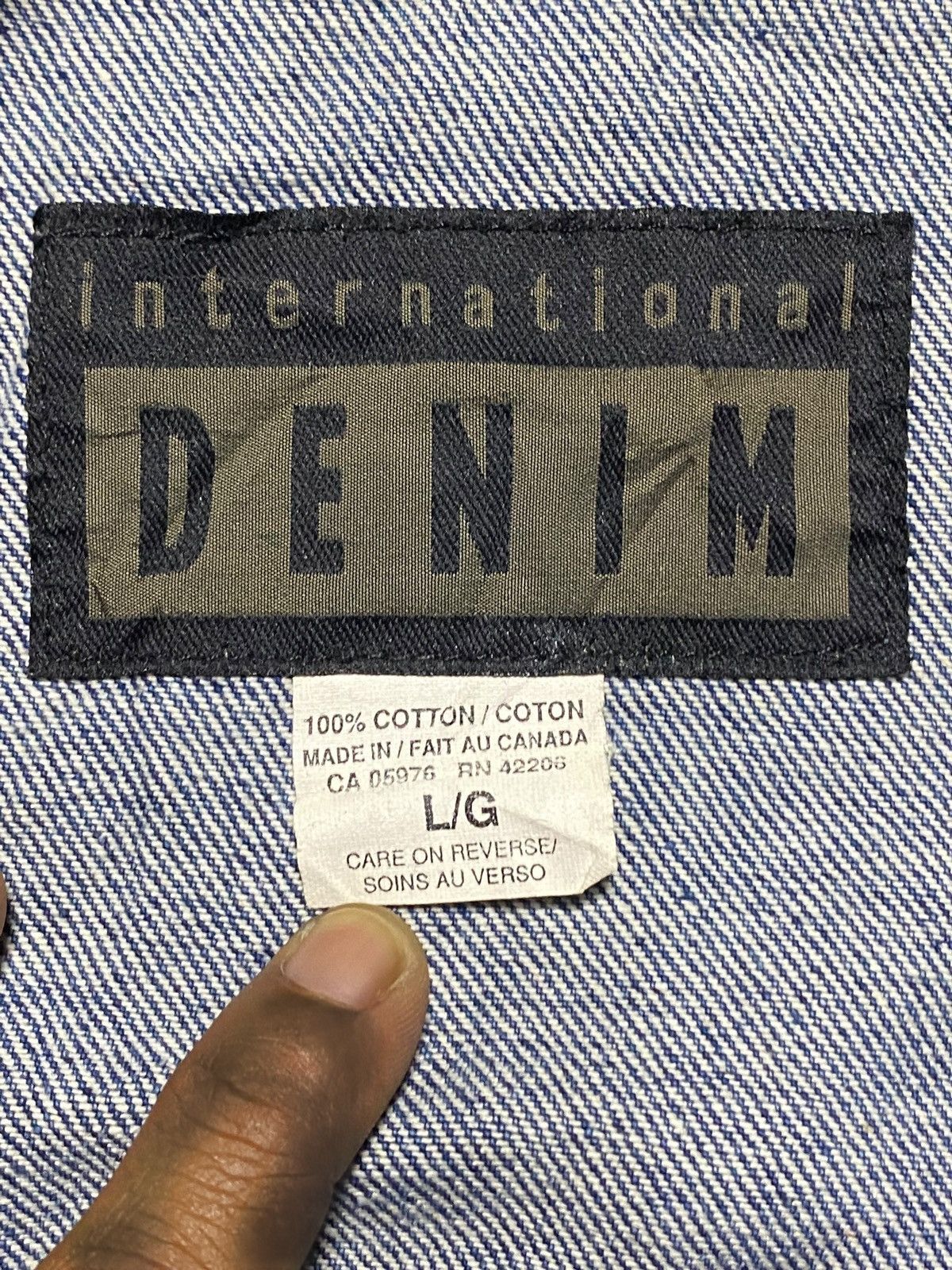 Denim & Co. Wyland 80s/90s vintage denim bomber jacket yellow sleeves Size US XL / EU 56 / 4 - 15 Thumbnail