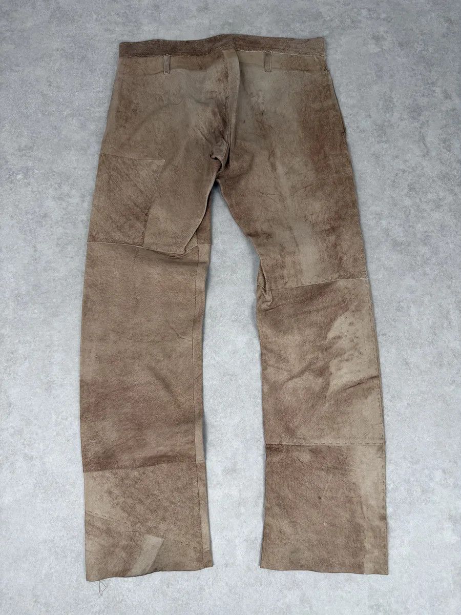 Dolce & Gabbana 2000s Dolce & Gabbana Brown Eroded Leather Pants Size US 31 - 2 Thumbnail