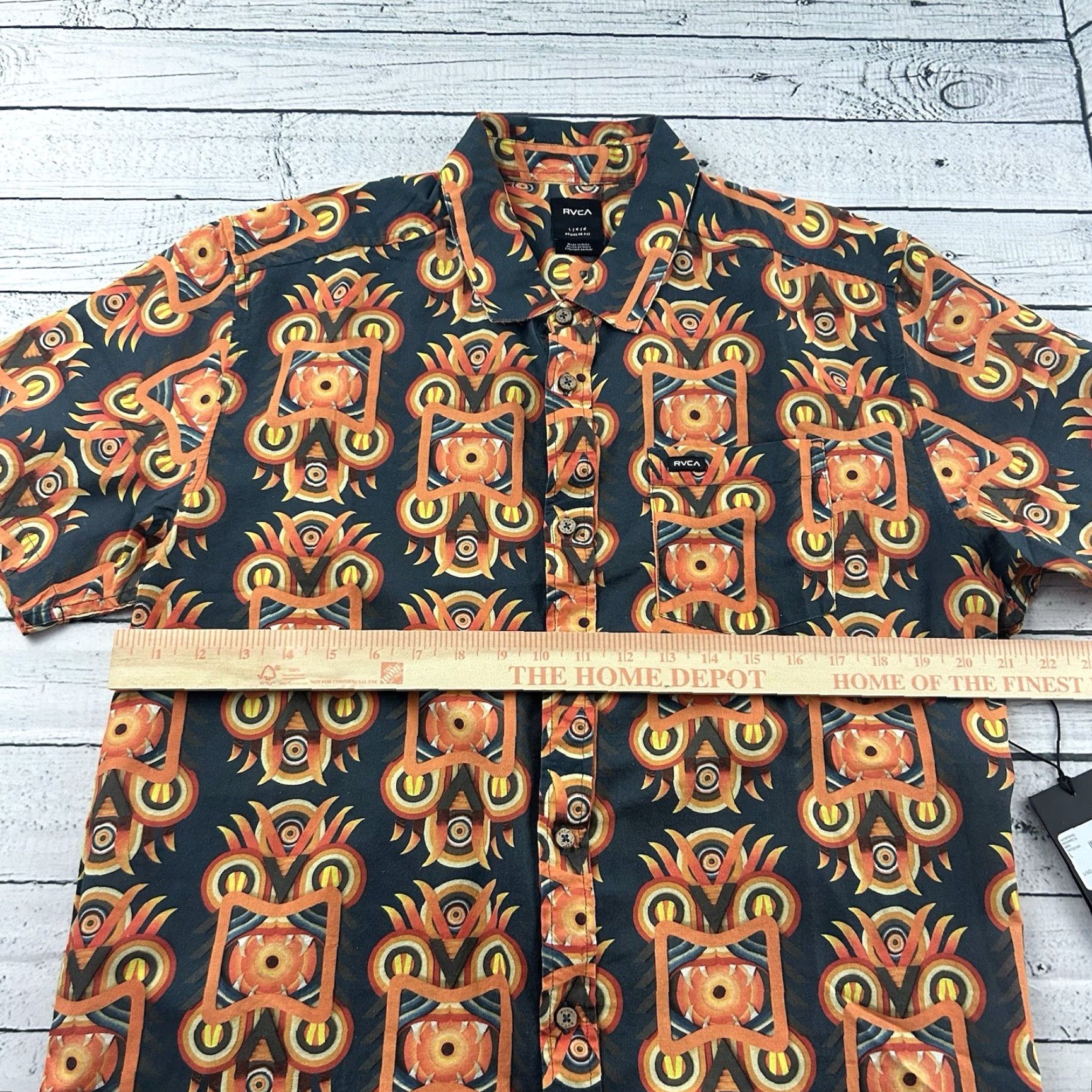 RVCA RVCA Regular Fit Redondo Short Sleeve Button-Up Shirt Men's L Orange Size US L / EU 52-54 / 3 - 5 Thumbnail