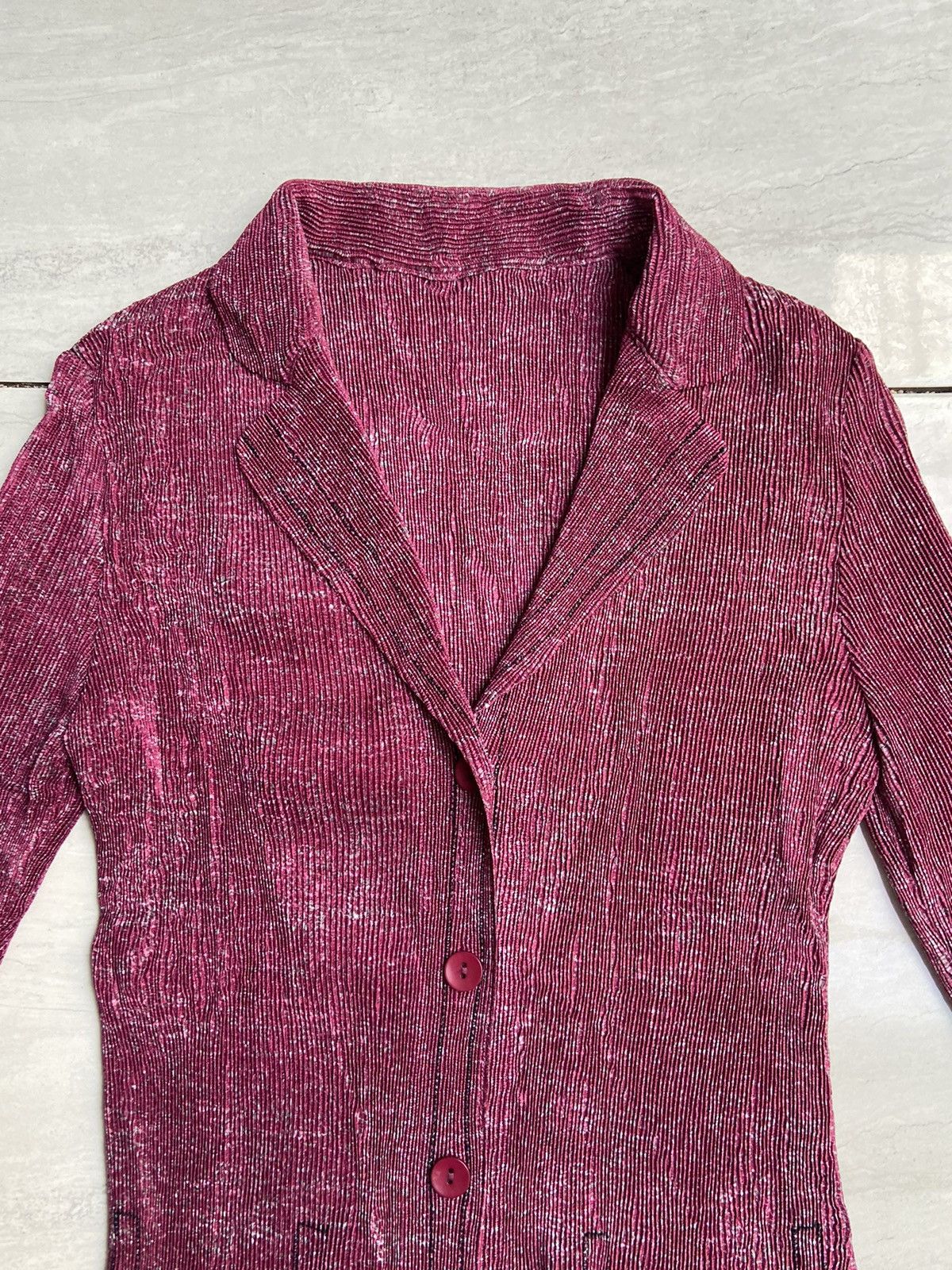 Designer × Japanese Brand COLLINEJARDIN Pink Pleats Blazers Size XS / US 0-2 / IT 36-38 - 13 Thumbnail