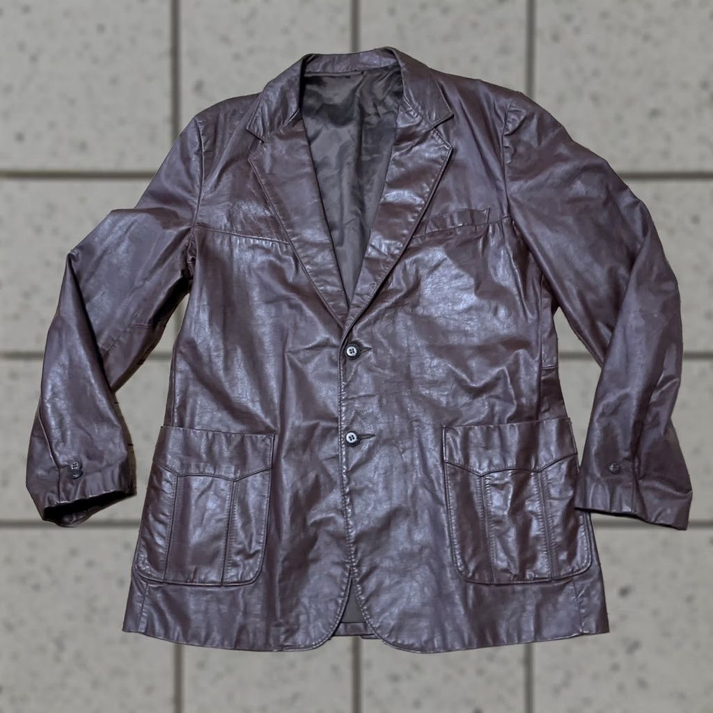 Sears VINTAGE Sears Clipper Mist Men 44 Tall Leather Blazer Jacket Brown 70s Western Chore Style 44T Mens Size 44R - 1 Thumbnail