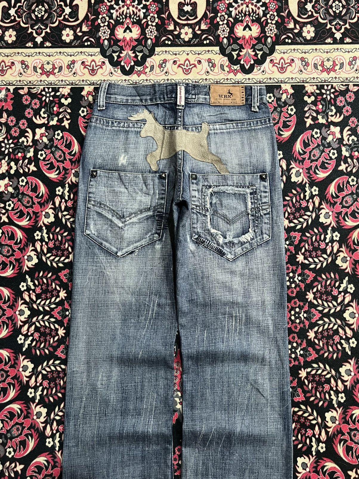 Who Decides War Warren Webber Studded Pocket Antelope Patches Blue Jeans Size US 28 / EU 44 - 7 Thumbnail