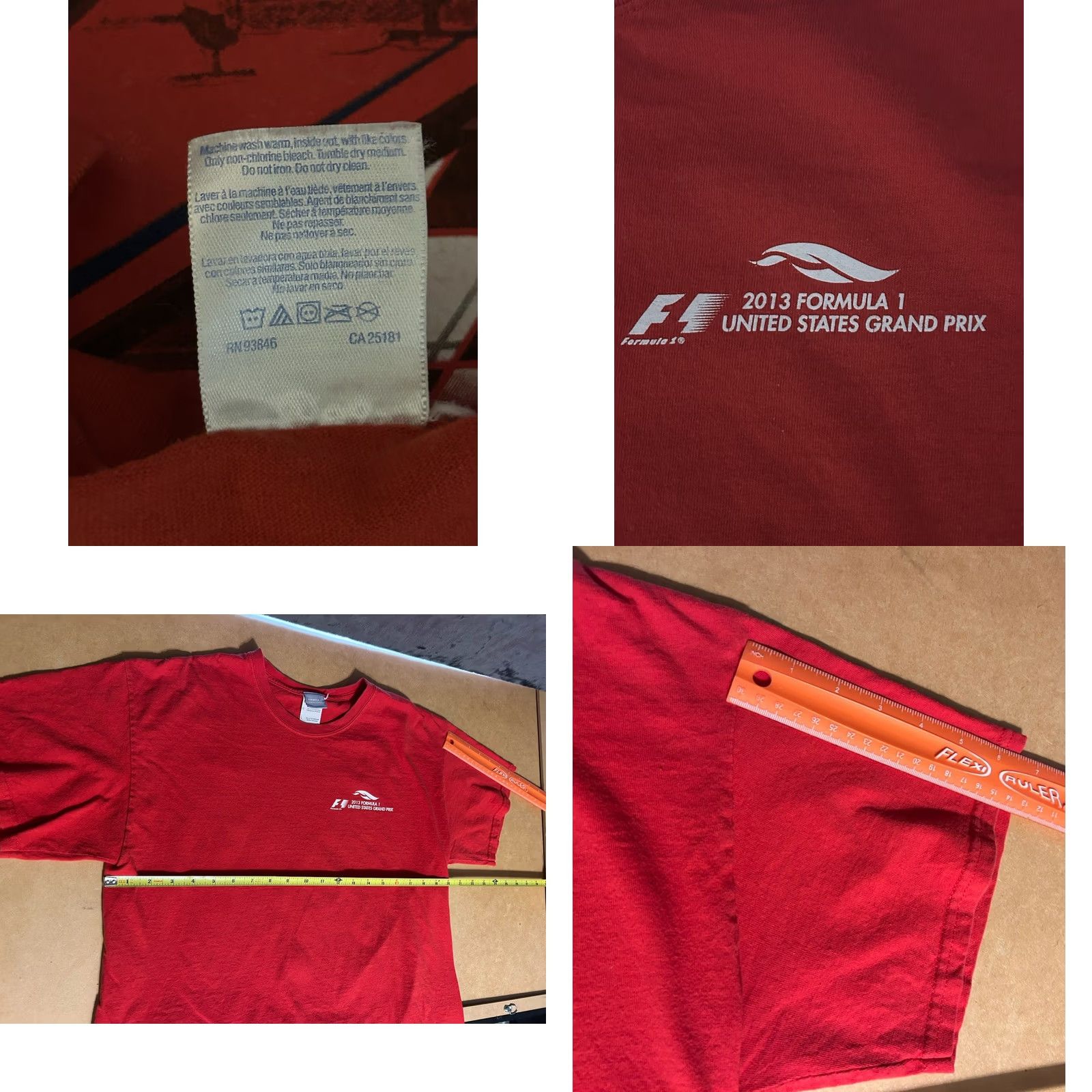 Gildan Formula 1 United States Grand Prix 2013 Shirt Men L Red Double-Sided Texas Gildan Size US L / EU 52-54 / 3 - 9 Thumbnail