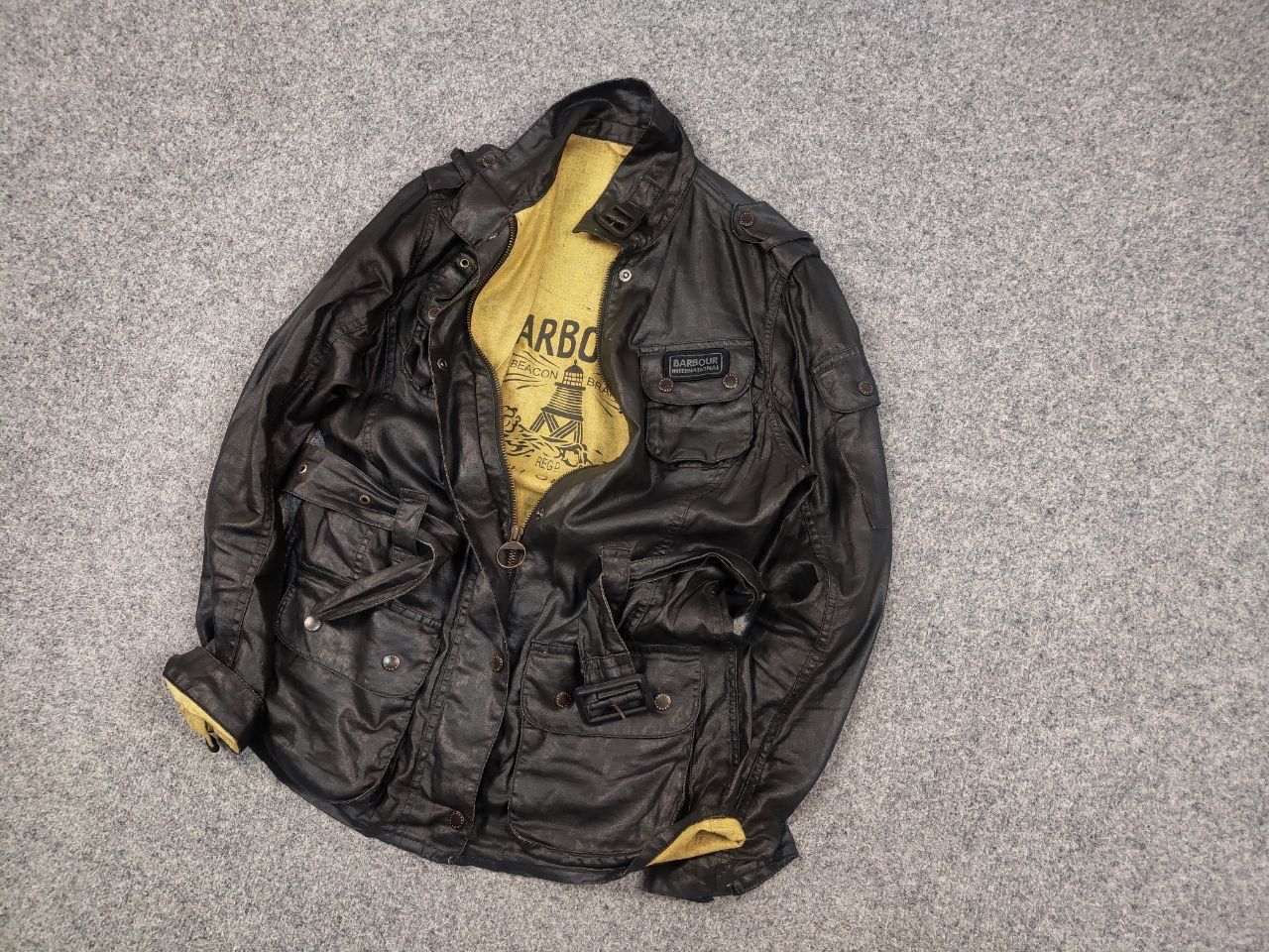 Barbour Barbour International Duralinen Waxed linen Black jacket Size M / US 6-8 / IT 42-44 - 3 Thumbnail