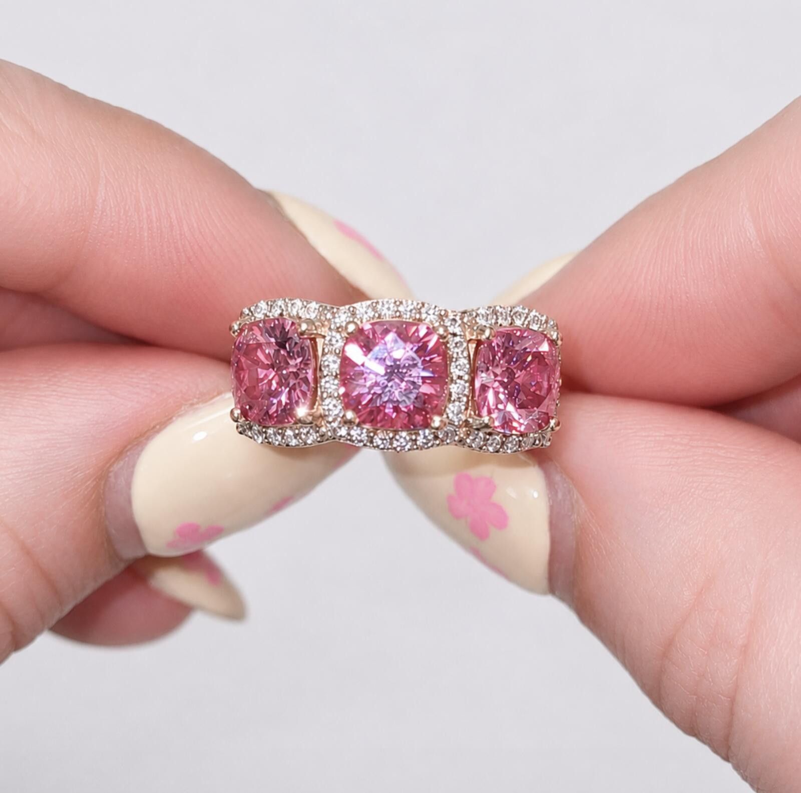 Other Cushion Cut Pink 3.45ct Moissanite Ring 8K Vermeil Rose Gold Size ONE SIZE - 7 Thumbnail