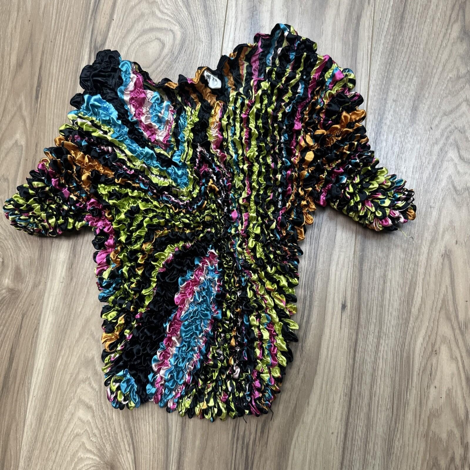FCUK Satin Green Red Black Swirl Popcorn Magic Stretch Top Fairy Size ONE SIZE - 1 Thumbnail