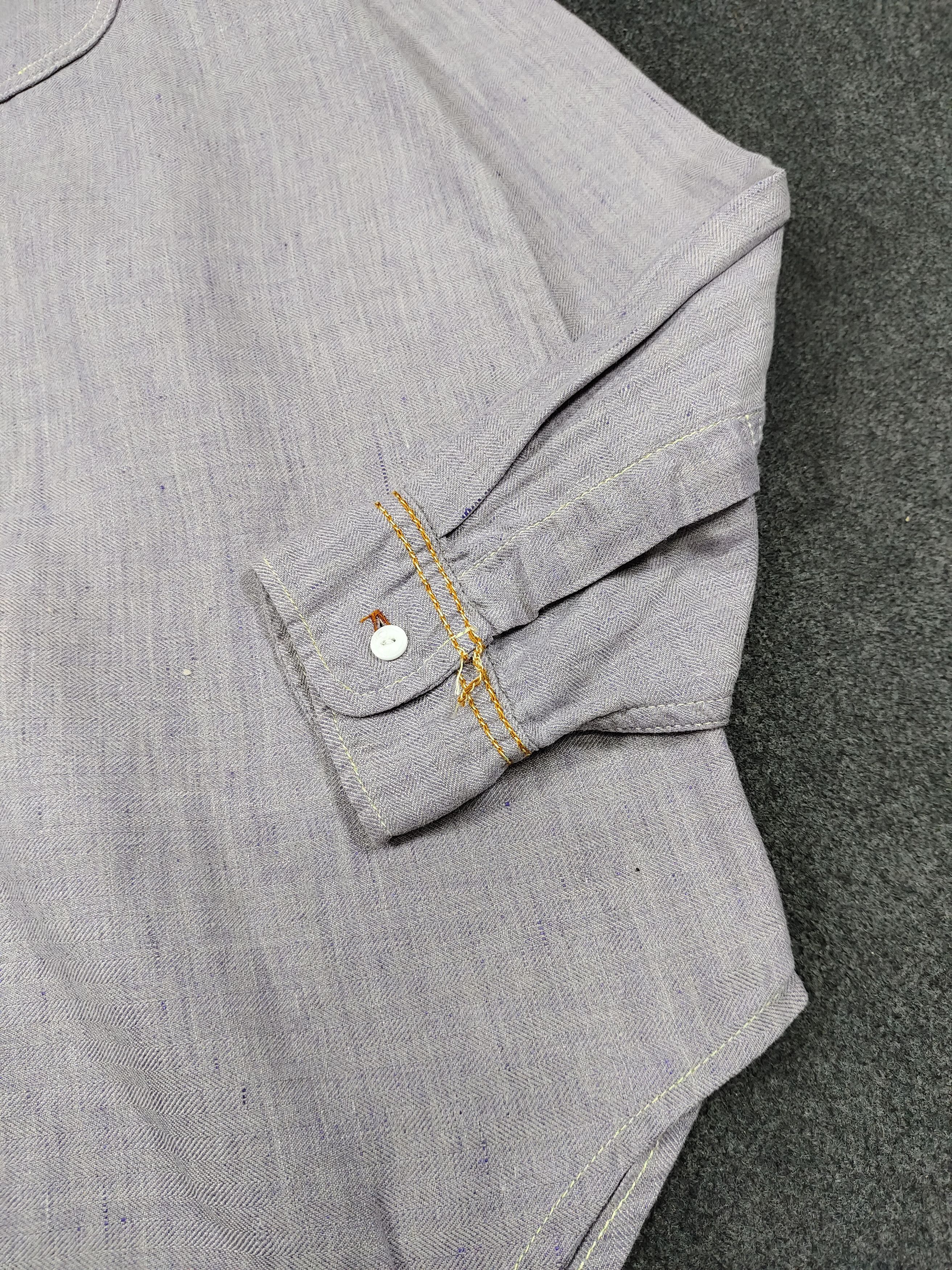 Japanese Brand Is-Ness🇯🇵 Herringbone Minimalist Rayon Blend Workshirt Size US L / EU 52-54 / 3 - 5 Thumbnail